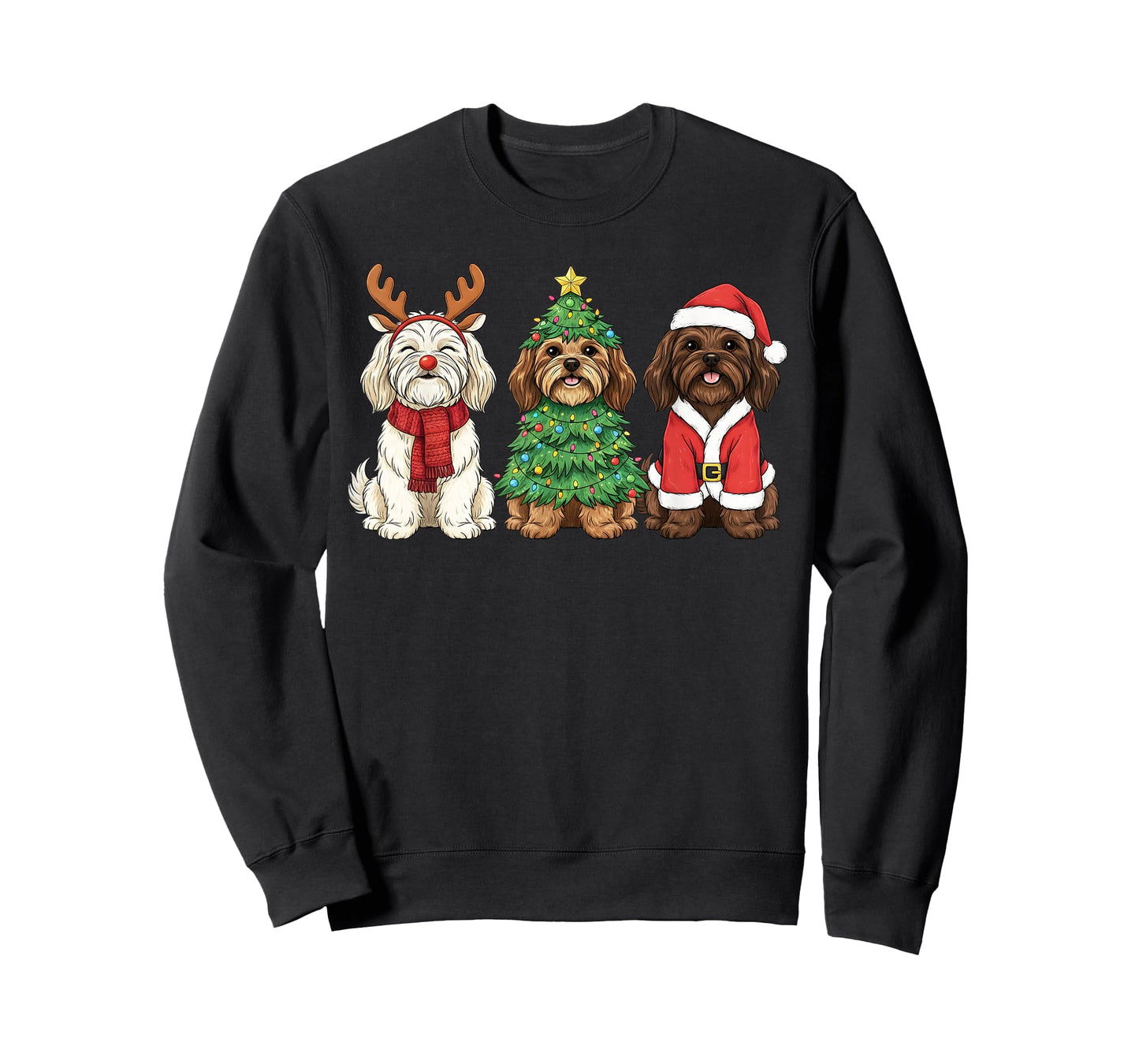Retro Christmas Havanese Santa Reindeer Dog Lover T-Shirt