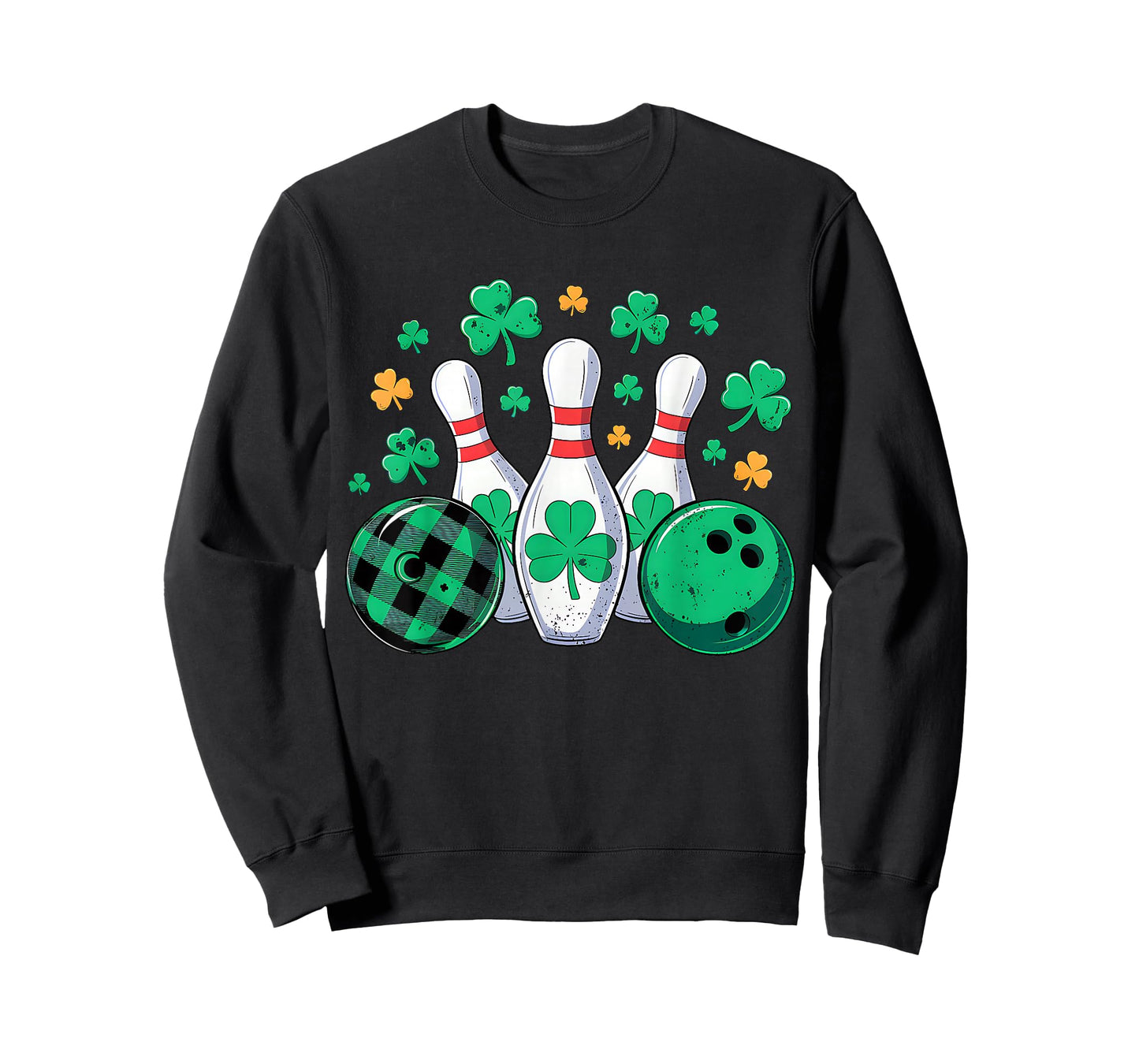 St Patricks Day Plaid Bowling Shamrock Irish Men Women Kids T-Shirt