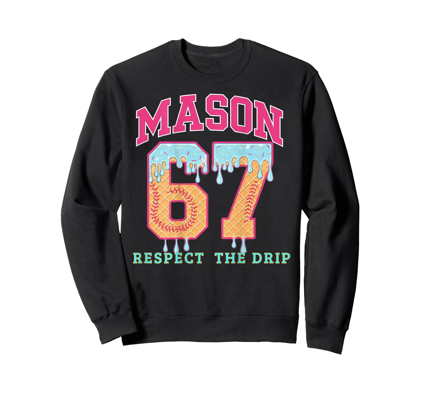 Six Seven Ice Cream 67 Funny Gen Alpha Mason Meme (On Back) T-Shirt