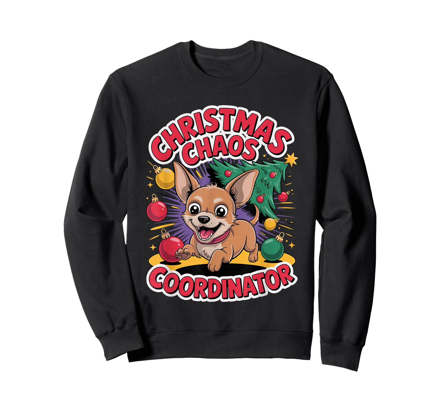 Christmas Chaos Coordinator Xmas Puppy Funny Chiweenie T-Shirt