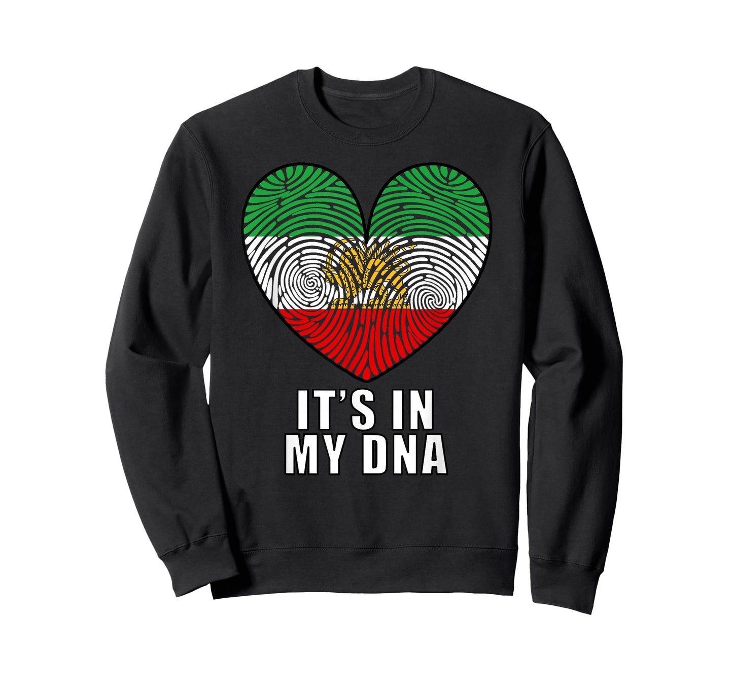 Iran Map with Lion and Sun Emblem Heart Shape Fingerprint T-Shirt