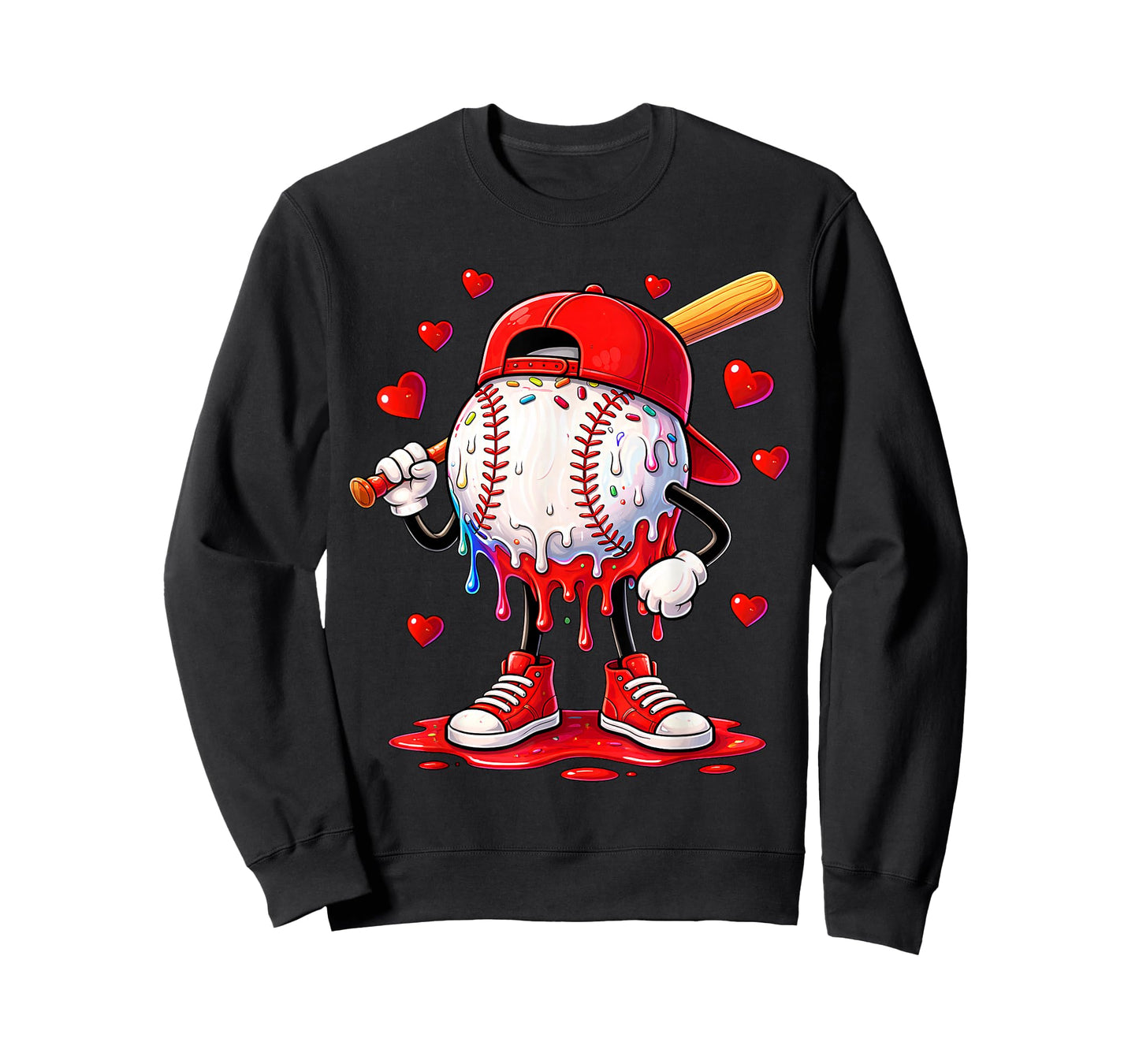 Valentine Baseball Heart Drip Sport Love Valentines Day Boys T-Shirt