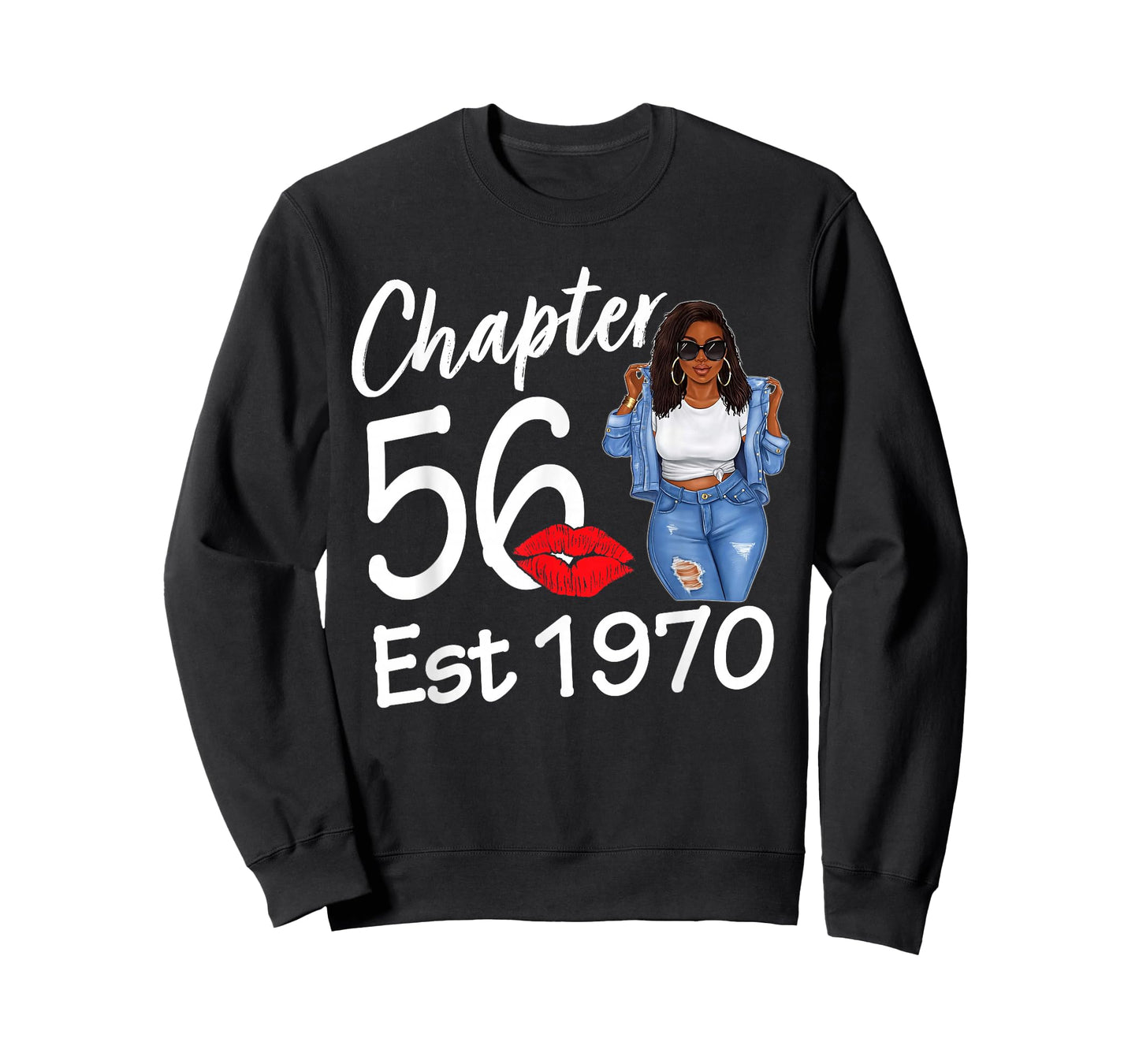 Chapter 56 Est 1970 56th Birthday Afro Black Queen T-Shirt