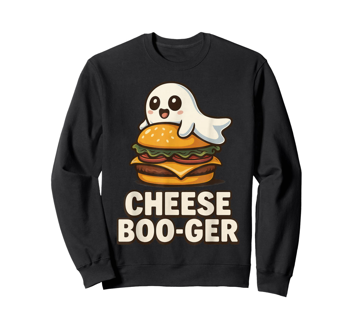 Cheese Boo-Ger Cute Ghost Burger Funny Food Pun Halloween T-Shirt