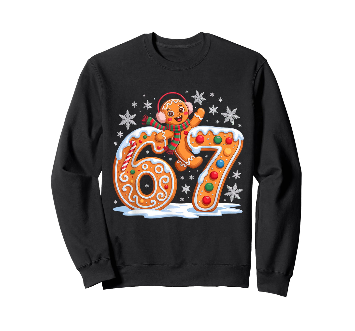 Funny Gingerbread Six Seven 67 Ice Cream Drip Christmas Girl T-Shirt