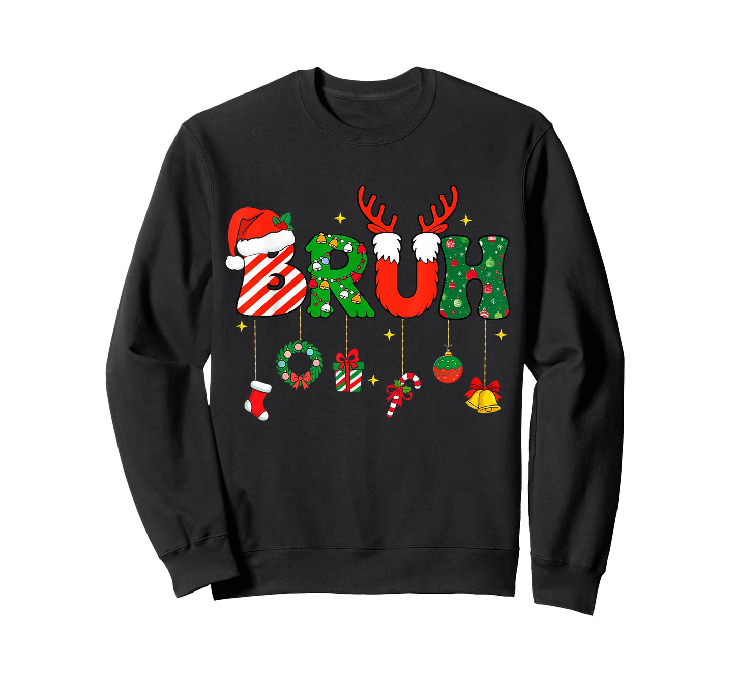 Bruh Funny Christmas Red Plaid Teens Boys Kids Xmas Pajamas T-Shirt