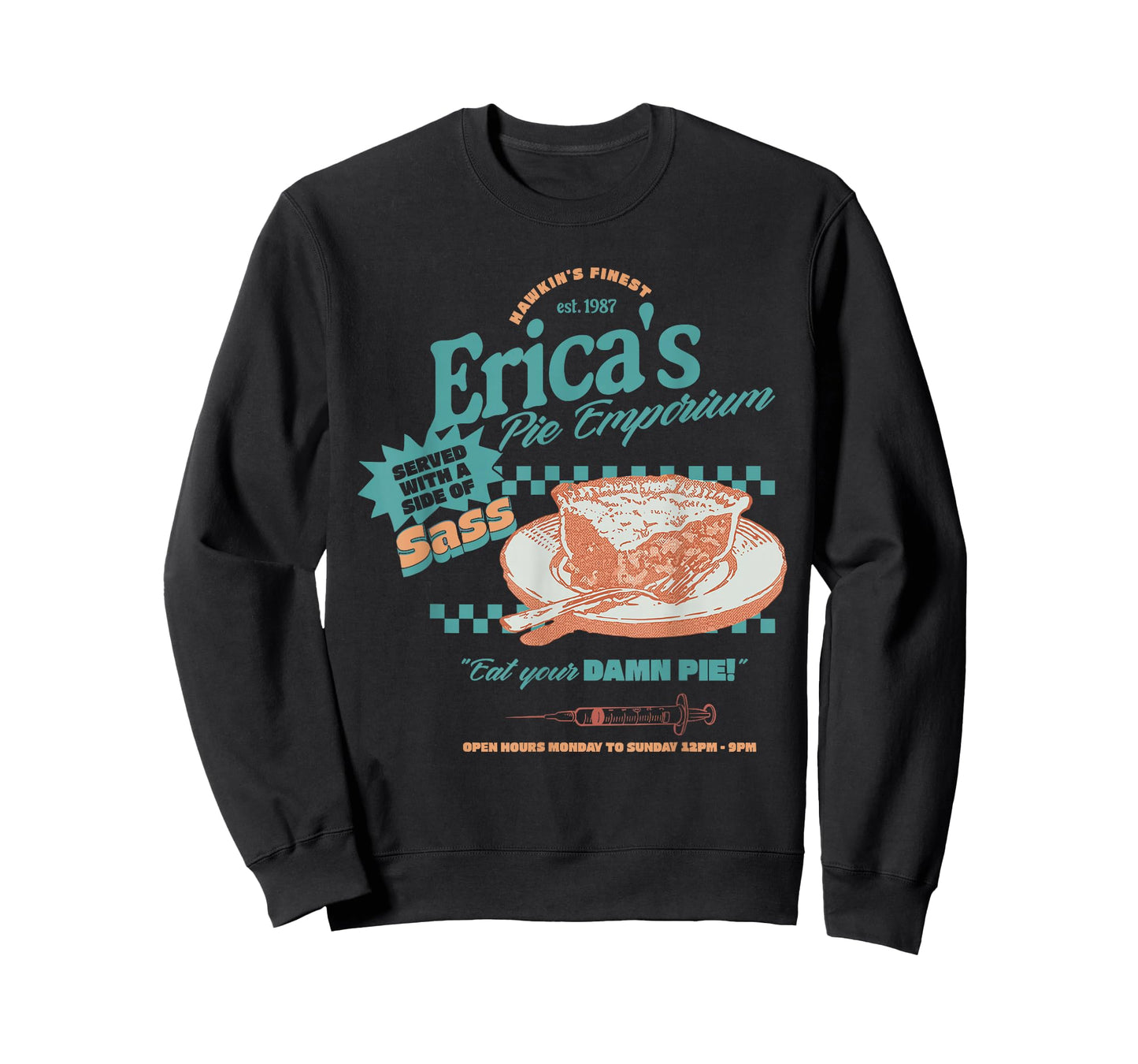 Retro 80s Diner Erica’s Pie Emporium Eat Your Damn Pie T-Shirt