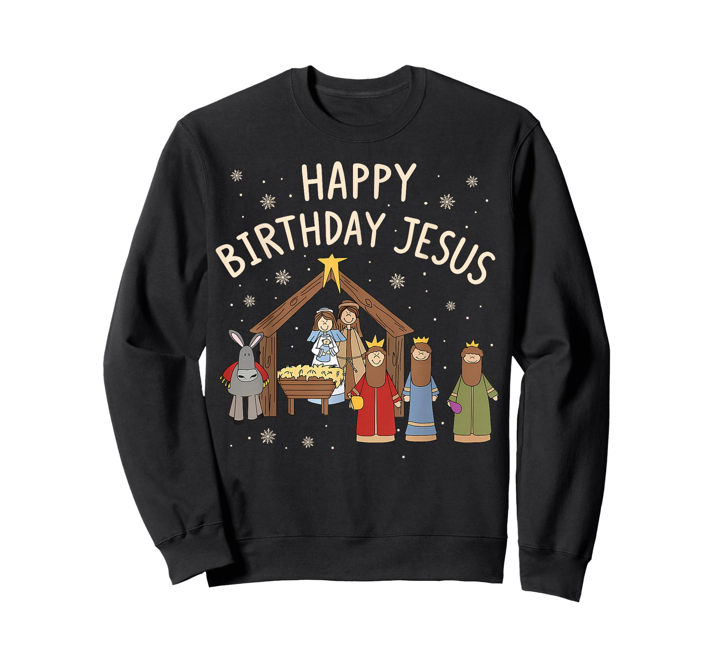 Nativity Happy Birthday Jesus Christmas Christian T-Shirt
