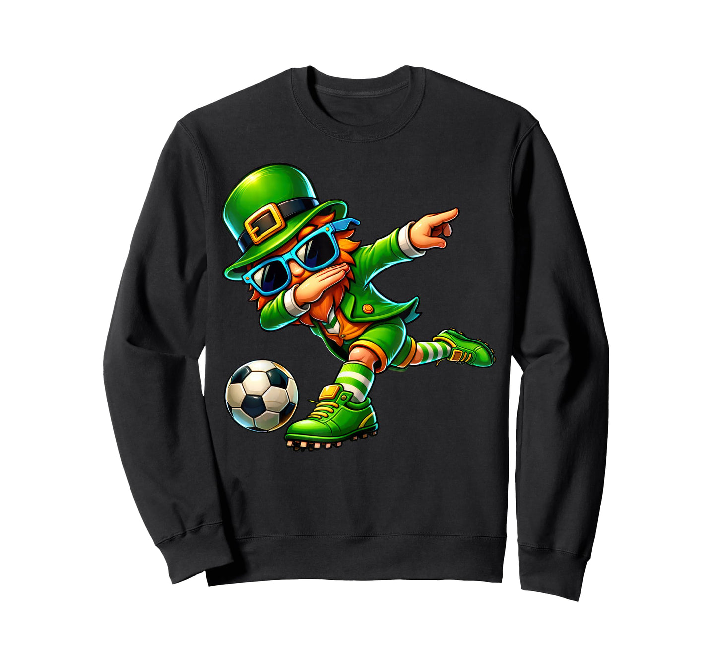 Funny Leprechaun Playing Soccer Men Kids Boys St Patrick Day T-Shirt