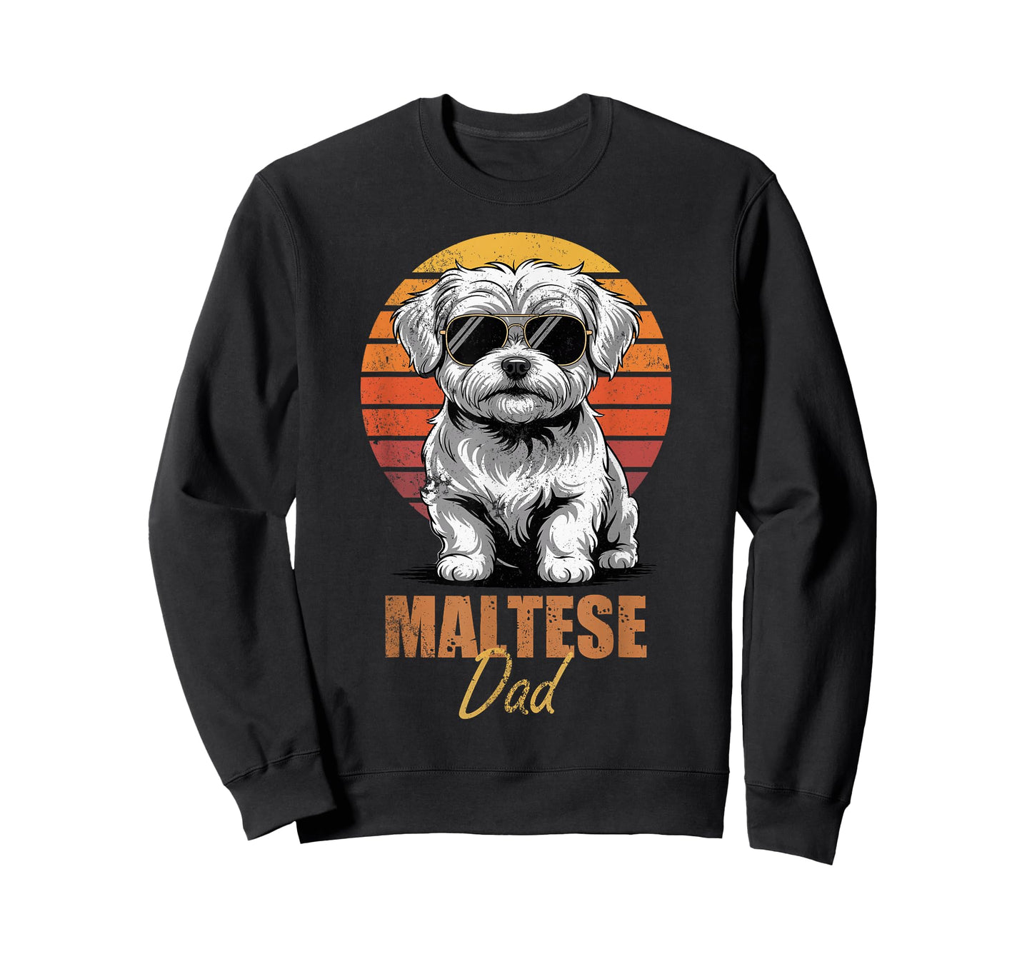 Cool Retro Maltese Dad Funny Vintage Dog Lovers T-Shirt