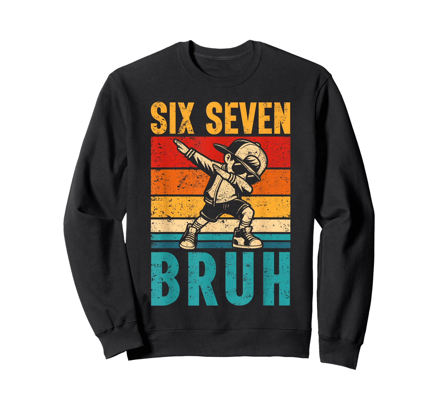 Vintage Dabbing Six Seven Bruh Funny Meme 6 7 Boys Mens T-Shirt