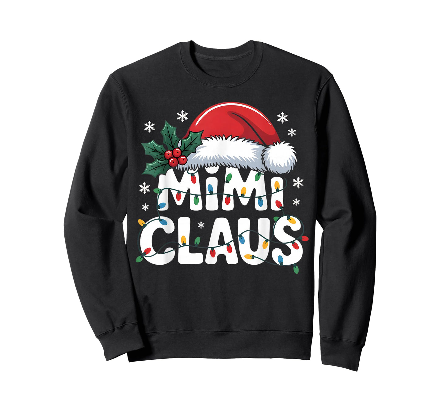 Mimi Claus Christmas Lights Santa Family Matching Holiday T-Shirt