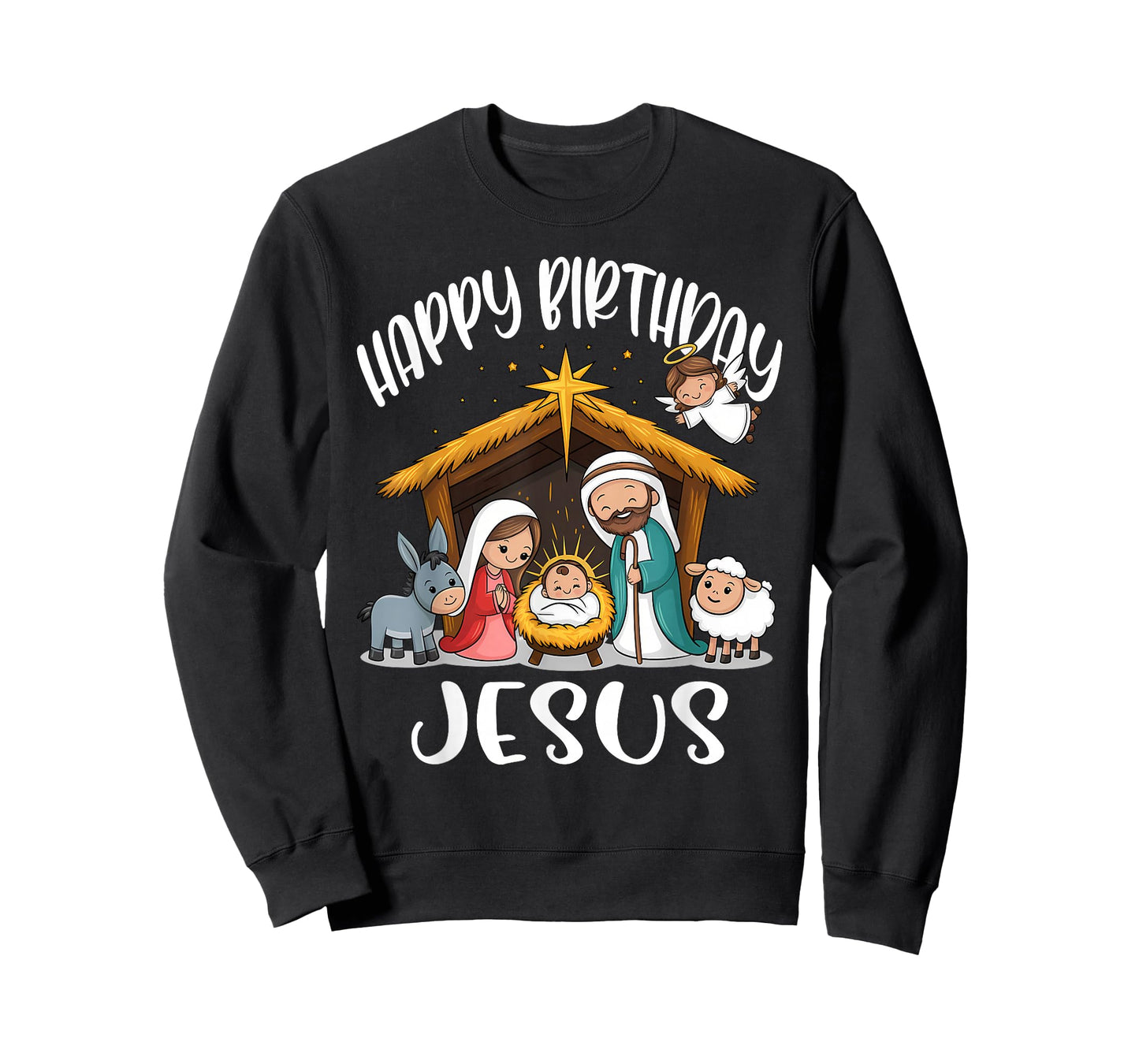 Merry Christmas Family Kid Nativity Happy Birthday Jesus T-Shirt
