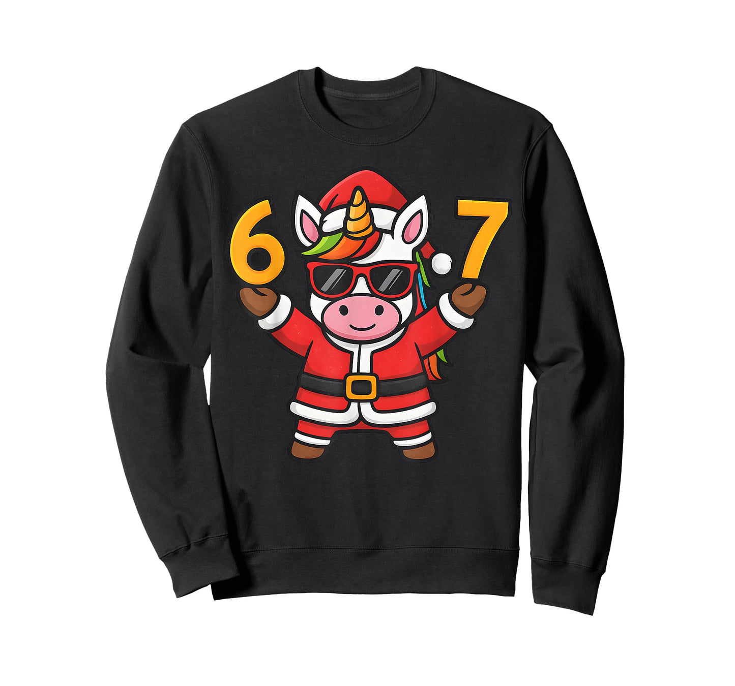67 Christmaas Unicorn 6 7 Meme for Girls Kids Funny Xmas T-Shirt