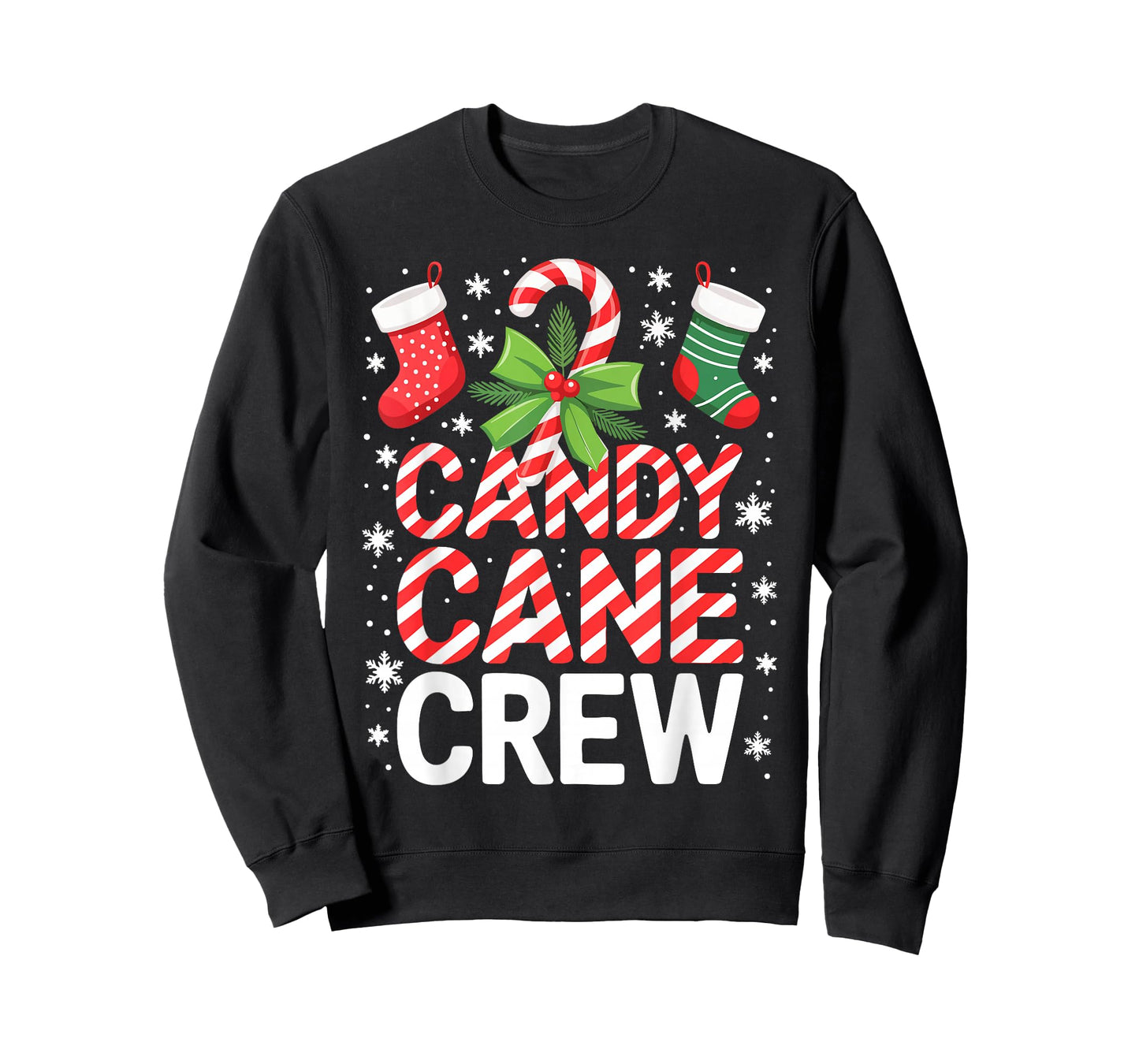 Candy Cane Crew Shirt Adult Men Women Kids Christmas Pajamas T-Shirt