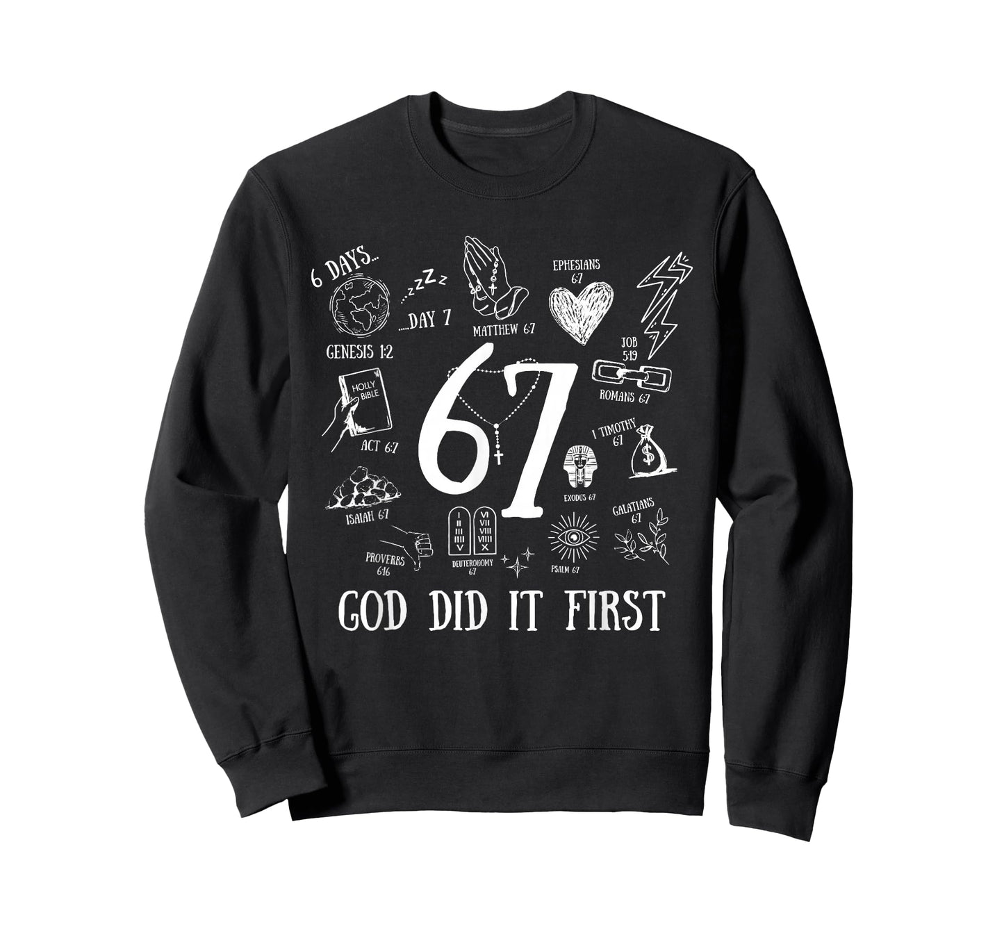 Vintage God Did It First 67 Six Seven Meme Christian Bible T-Shirt