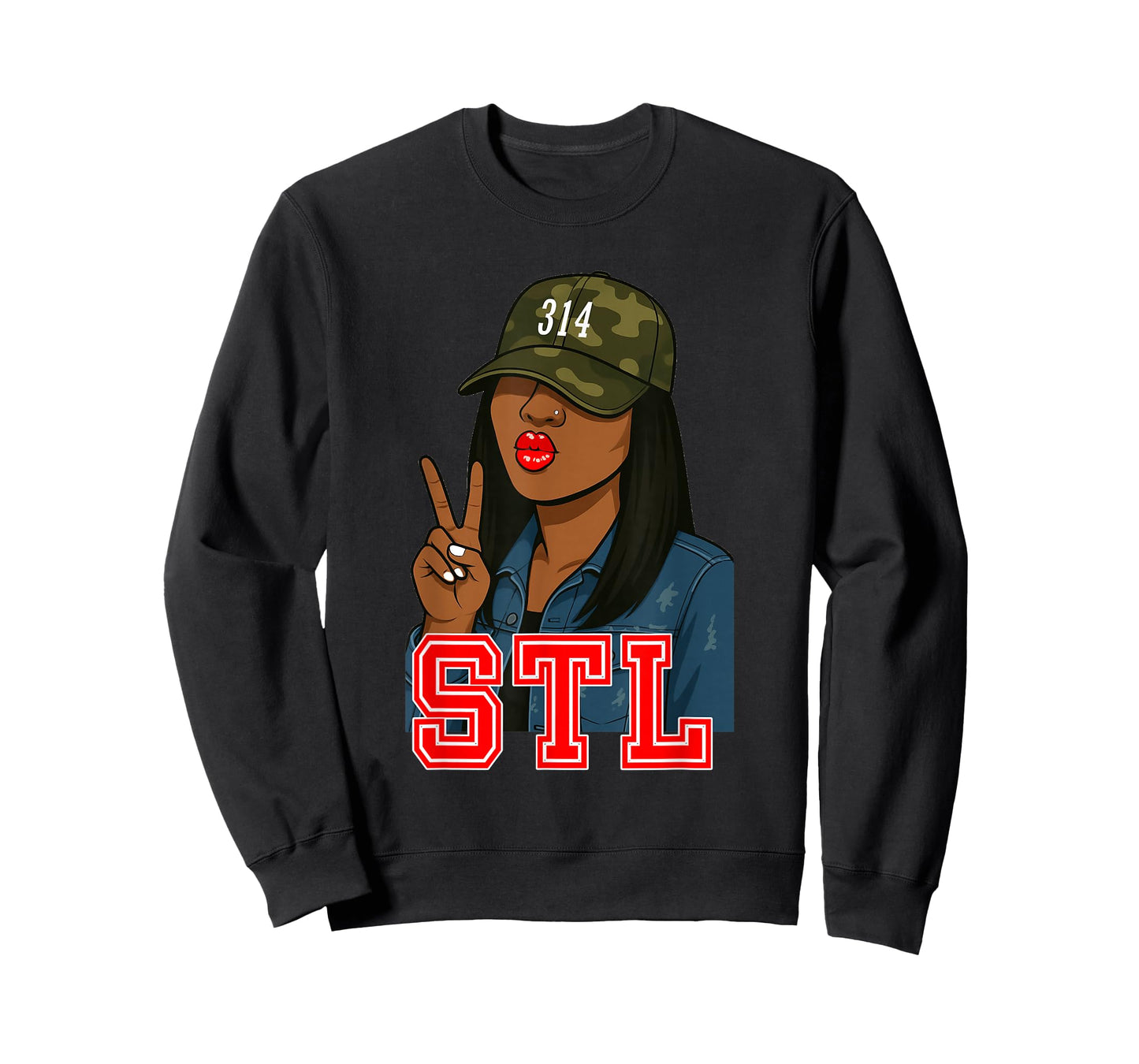 STL 314 Hat Camo Black Woman St. Louis T-Shirt