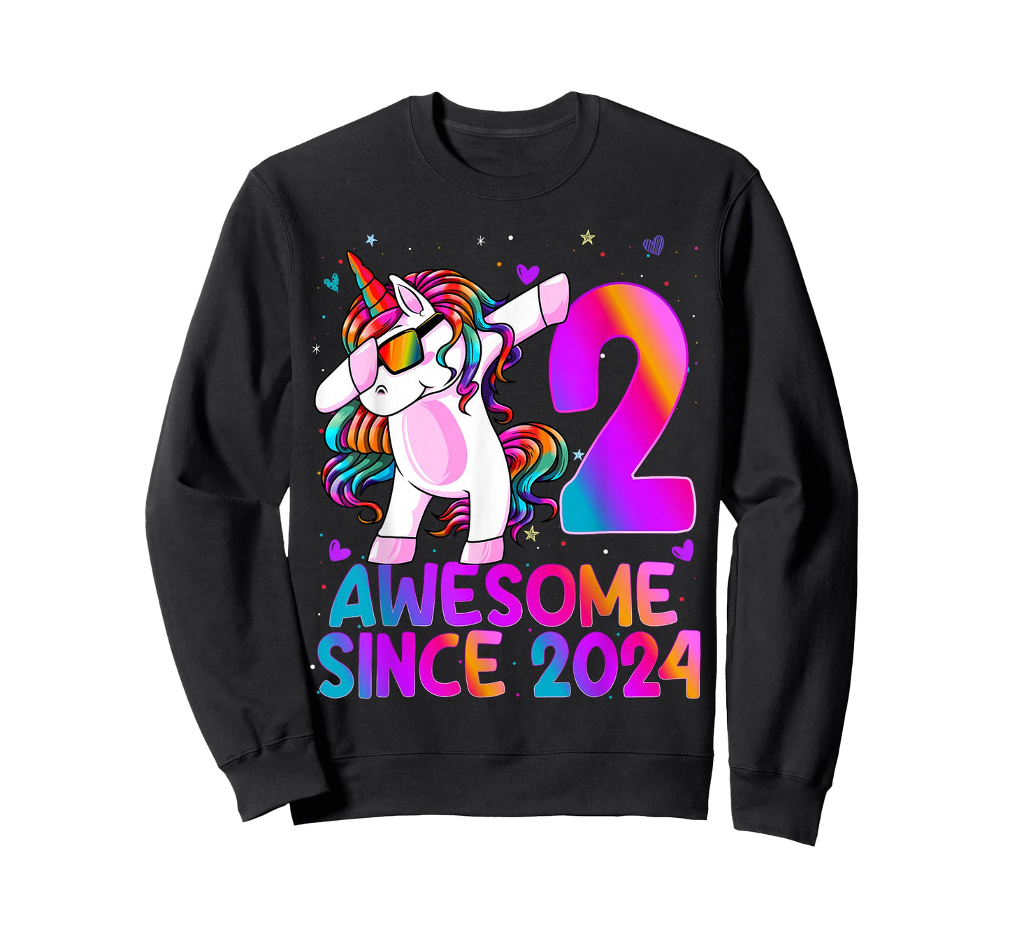 2 Year Old Girl Awesome Since 2024 Unicorn 2nd Birthday Girl T-Shirt