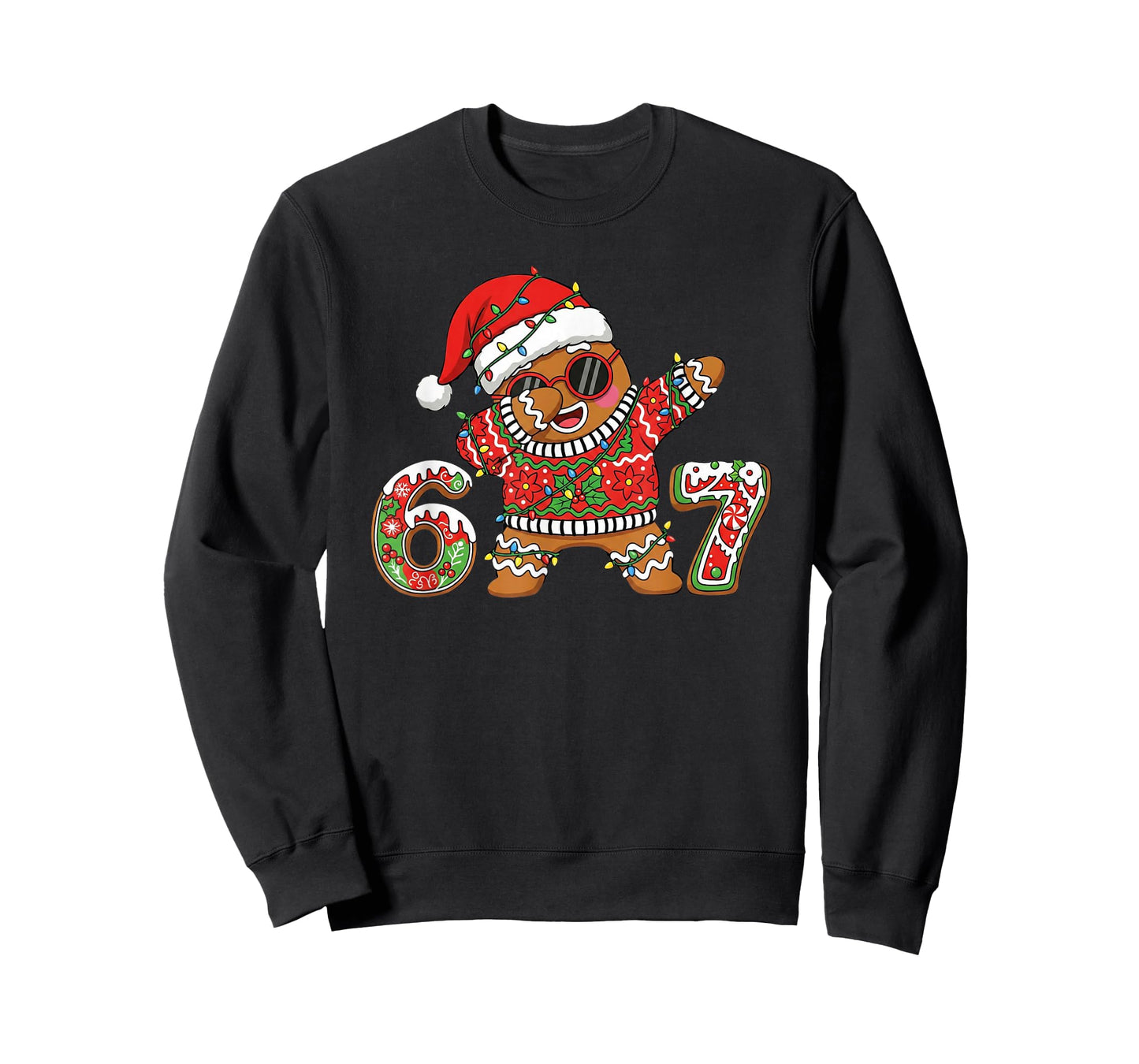 Funny 67 Gingerbread Six Seven Ice Cream Drip Christmas Meme T-Shirt