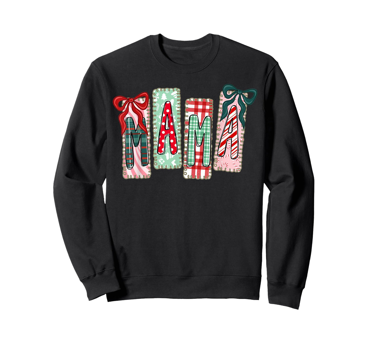 Mama Coquette Bow Xmas Pajamas Holiday Merry Christmas Mom T-Shirt