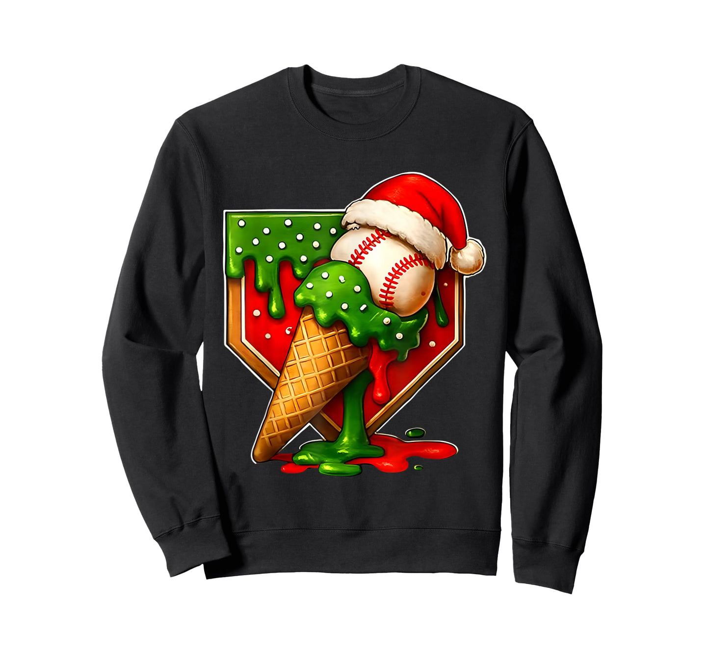 Baseball Xmas Christmas Baseball Ice Cream Drip Boys T-Shirt