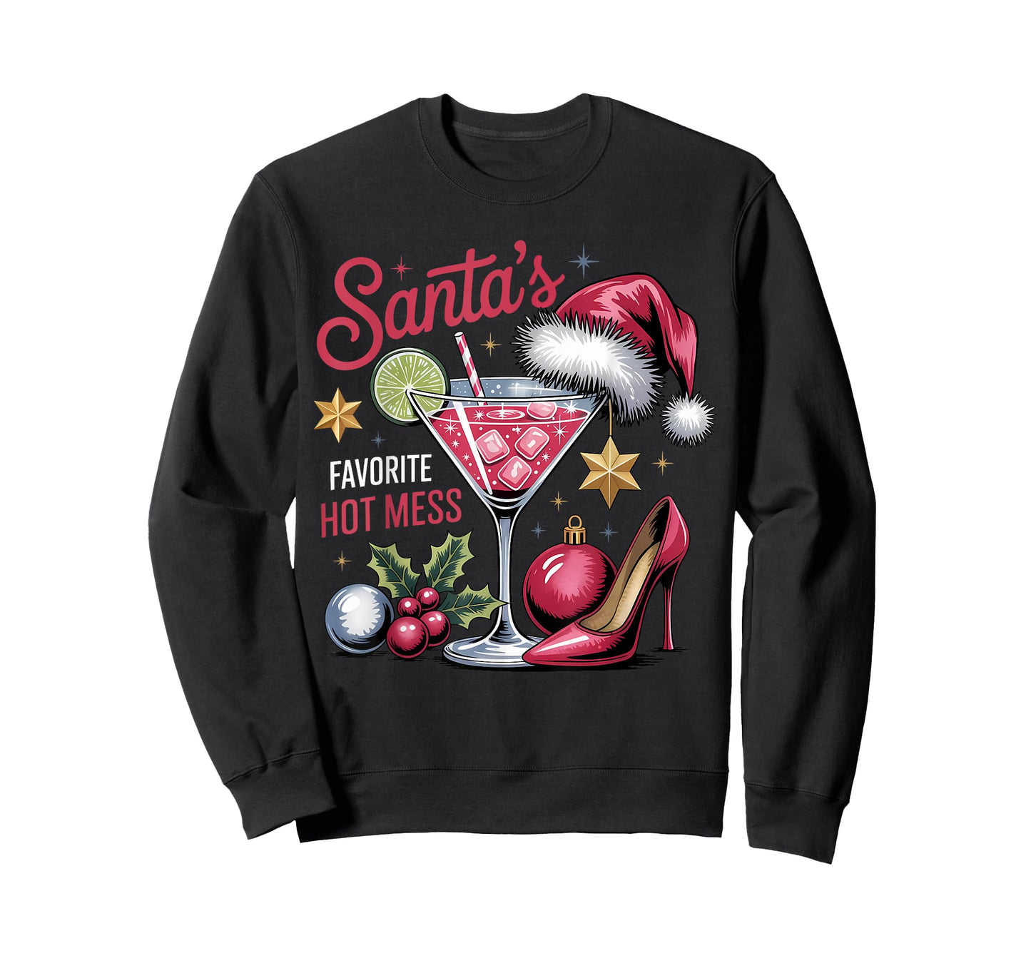 Santa's Favorite Hot Mess Christmas Martini T-Shirt