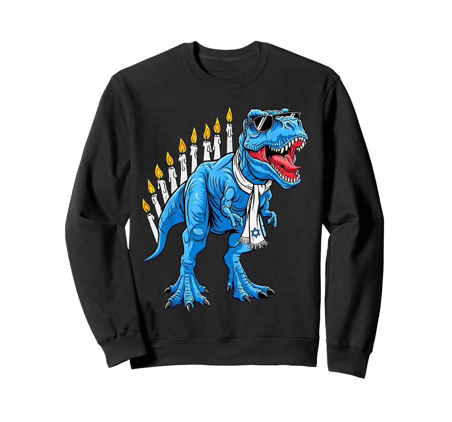 Hanukkah T Rex Dinosaur Dino Jewish Menorah Toddler Boy Kids T-Shirt