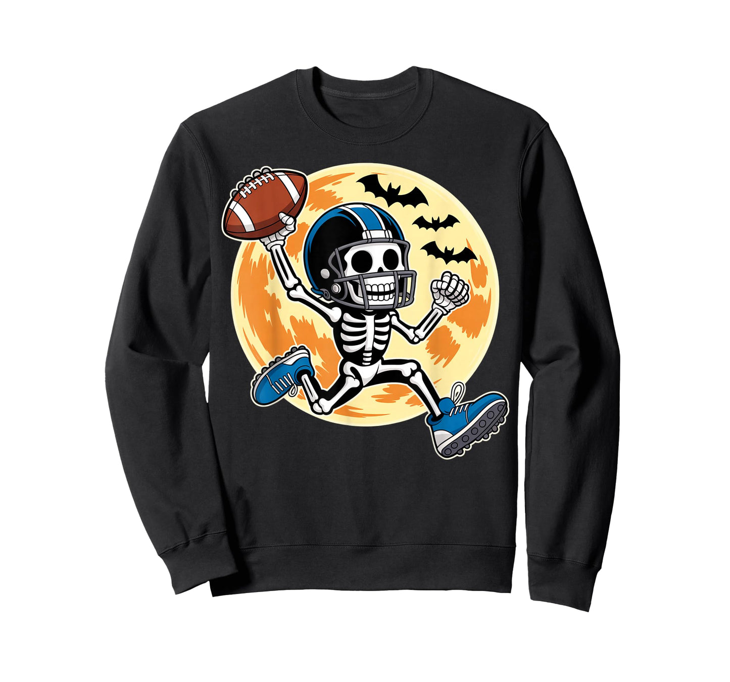 Halloween Skeleton Player Football Spooky for Teens Boys Men T-Shirt