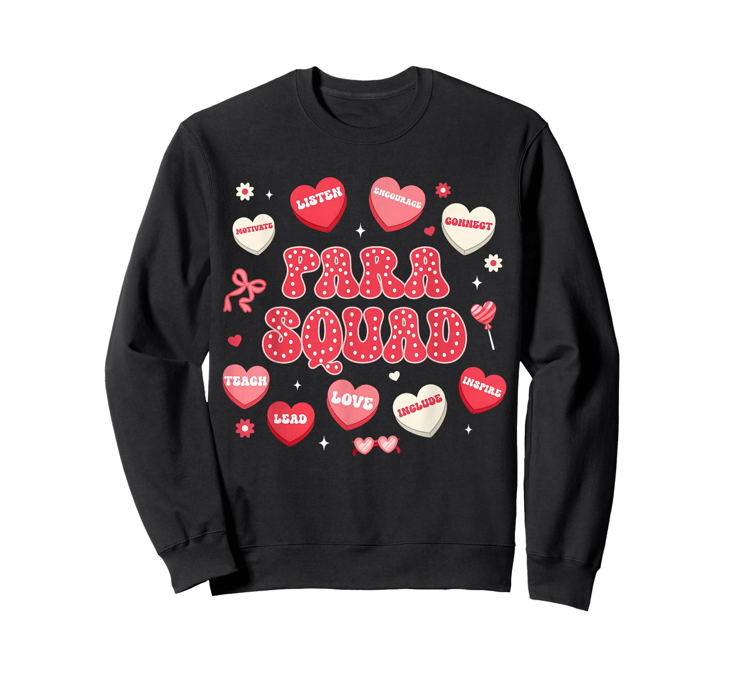 Groovy para Squad Teacher Paraprofessional Valentines Hearts T-Shirt