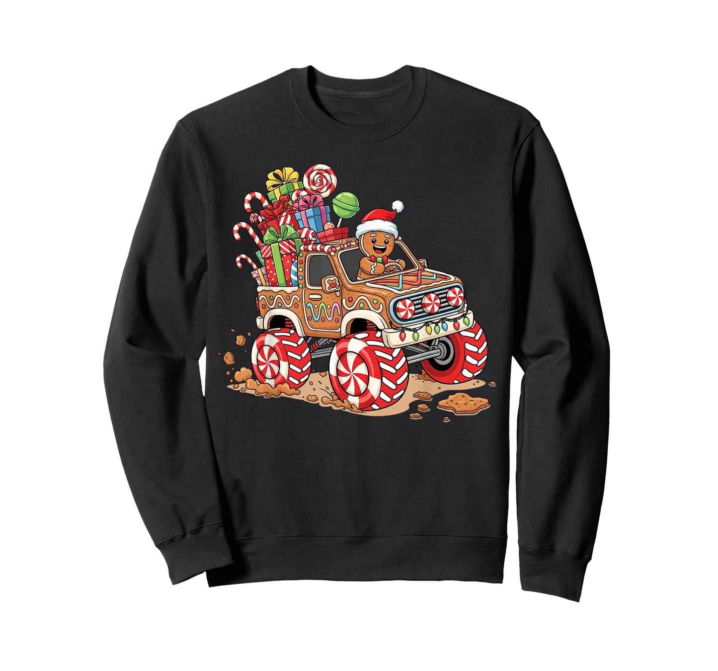 Monster Truck Gingerbread Man Funny Christmas Baking T-Shirt