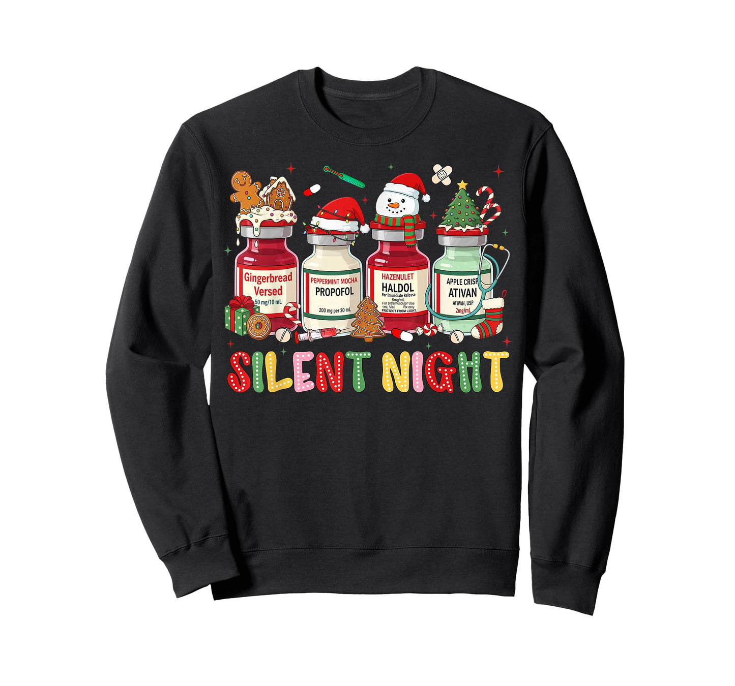 Silent Night Medical Christmas Humor for Nurses ICU RN T-Shirt