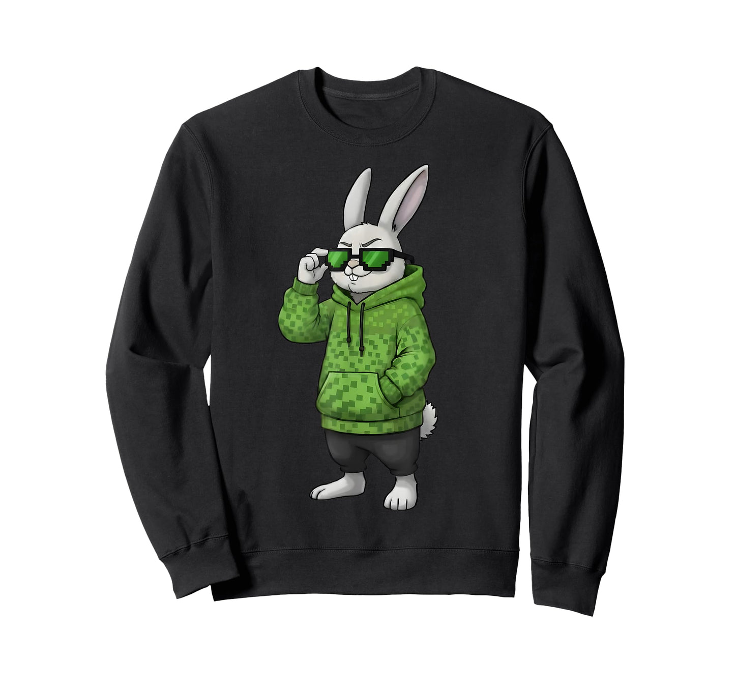 Bunny Sunglasses Cap Cool Rabbit Pixel Easter Day Boys Kids T-Shirt