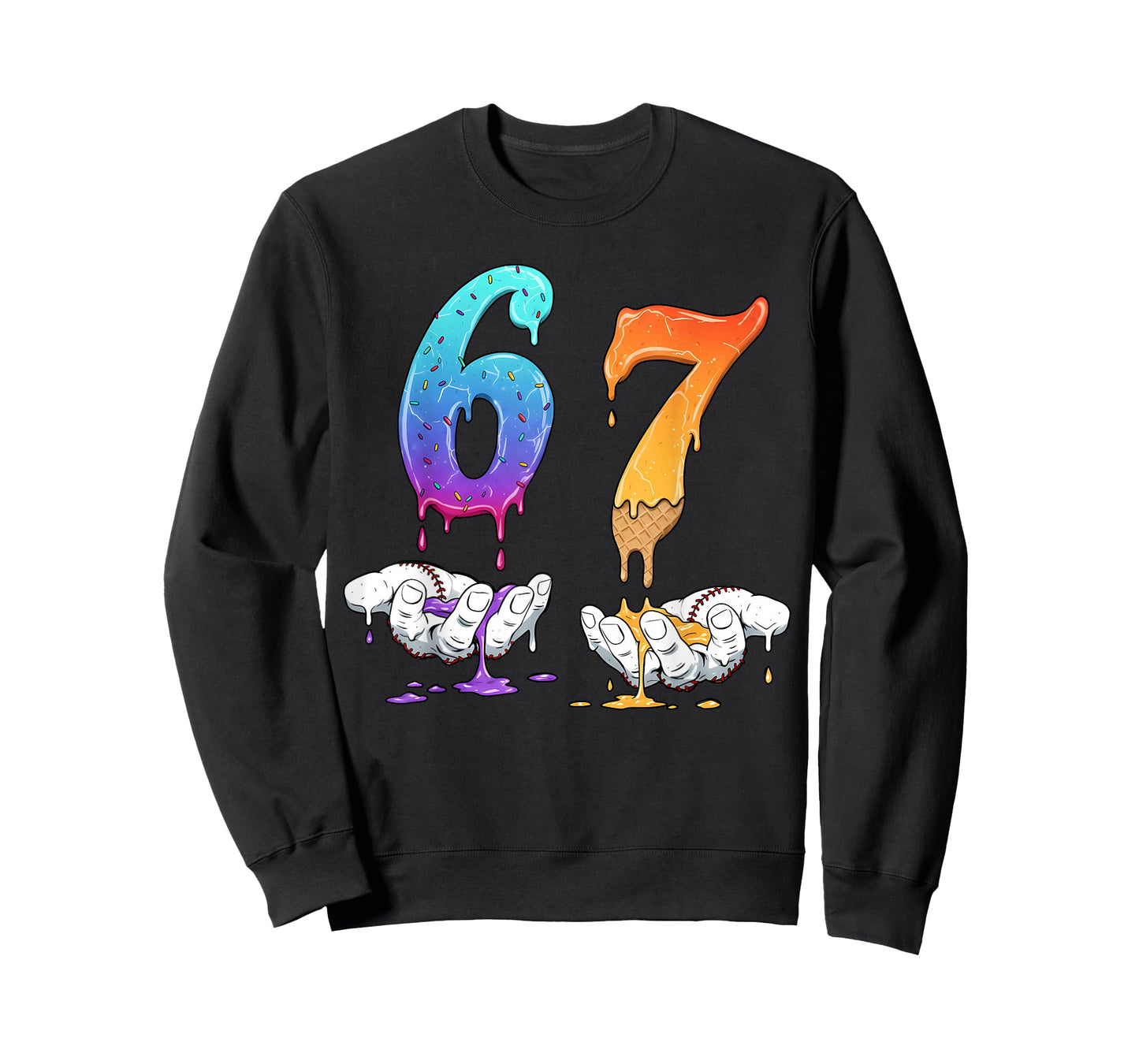 6 7 Six Seven Meme Hands Ice Cream Baseball Drip Boy Girl T-Shirt