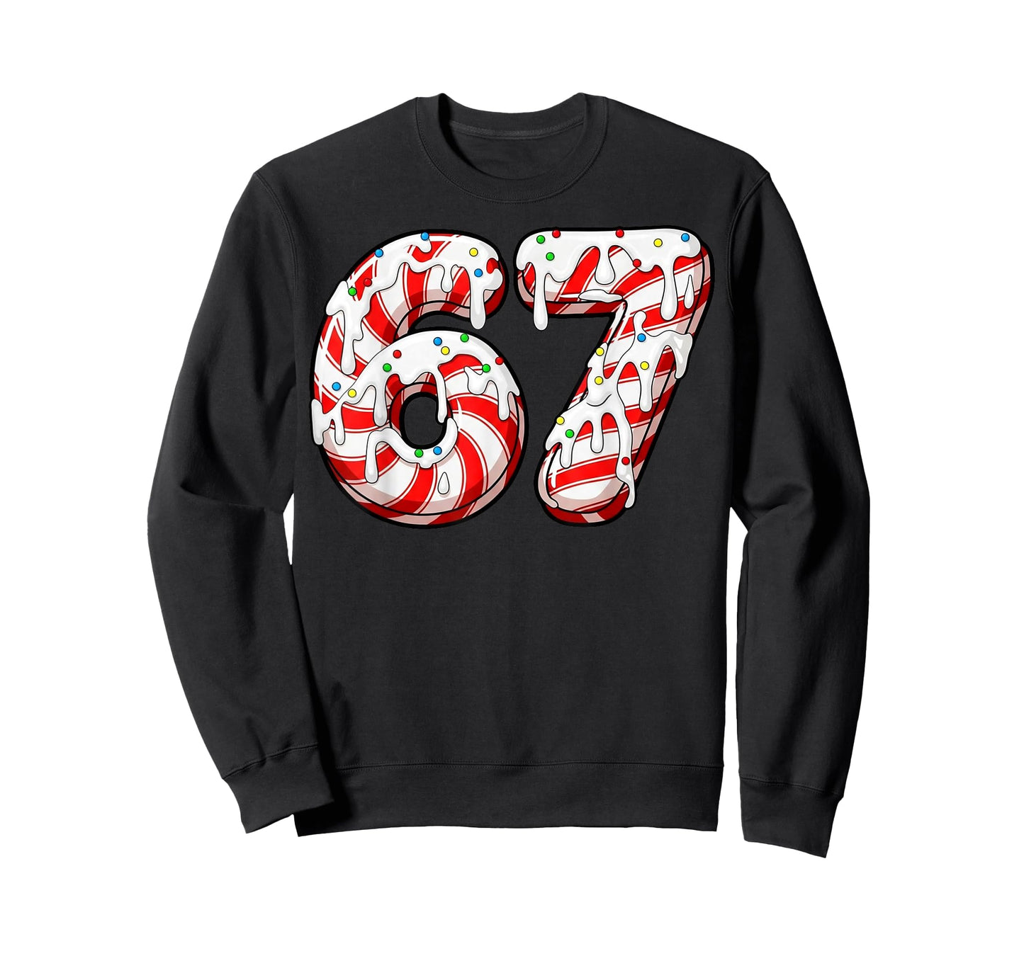 Christmas 67 Candy Cane Funny Meme Six Seven 6-7 Gen Alpha T-Shirt