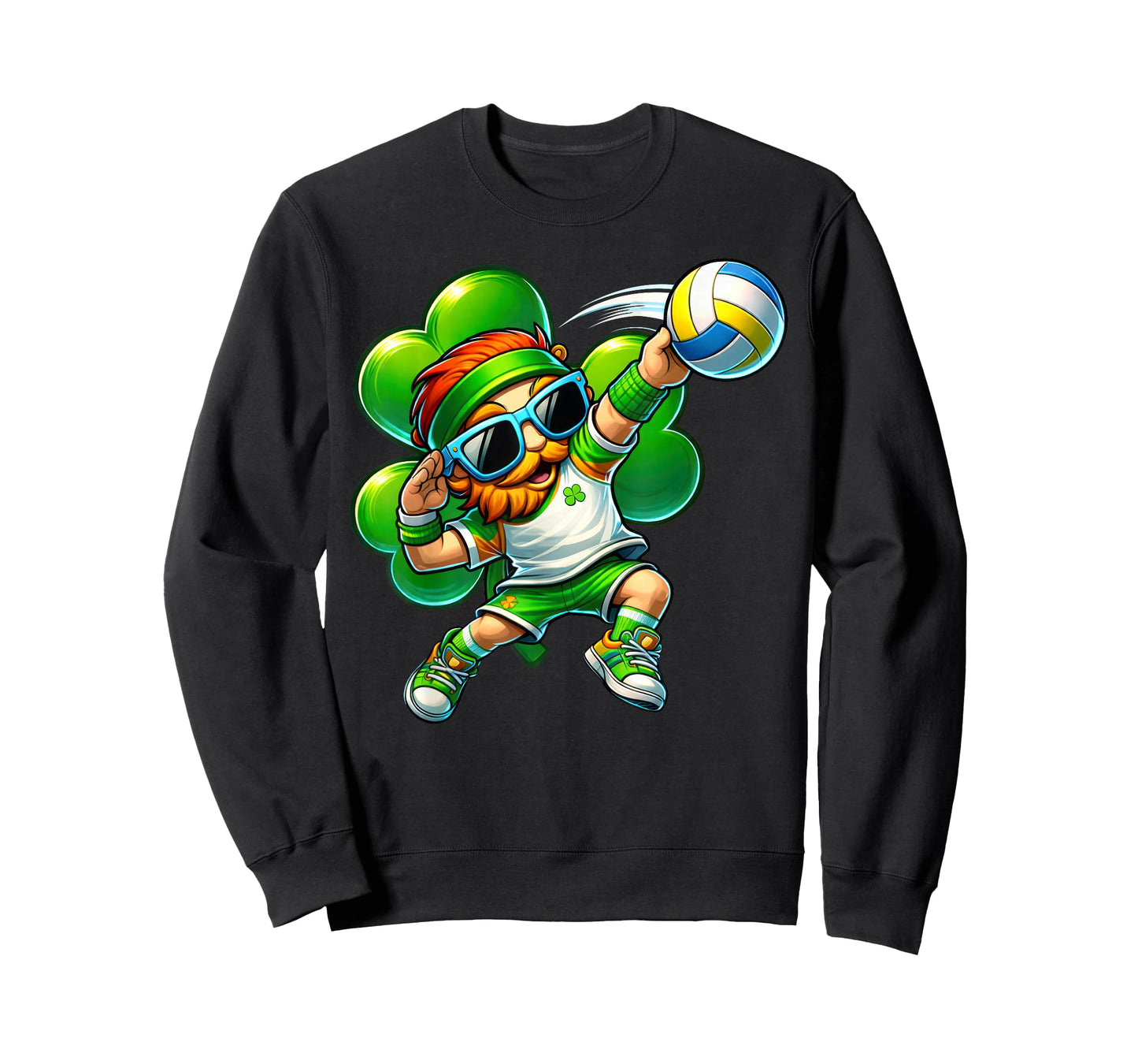 Leprechaun Playing Volleyball Men Kids Boys St Patrick Day T-Shirt