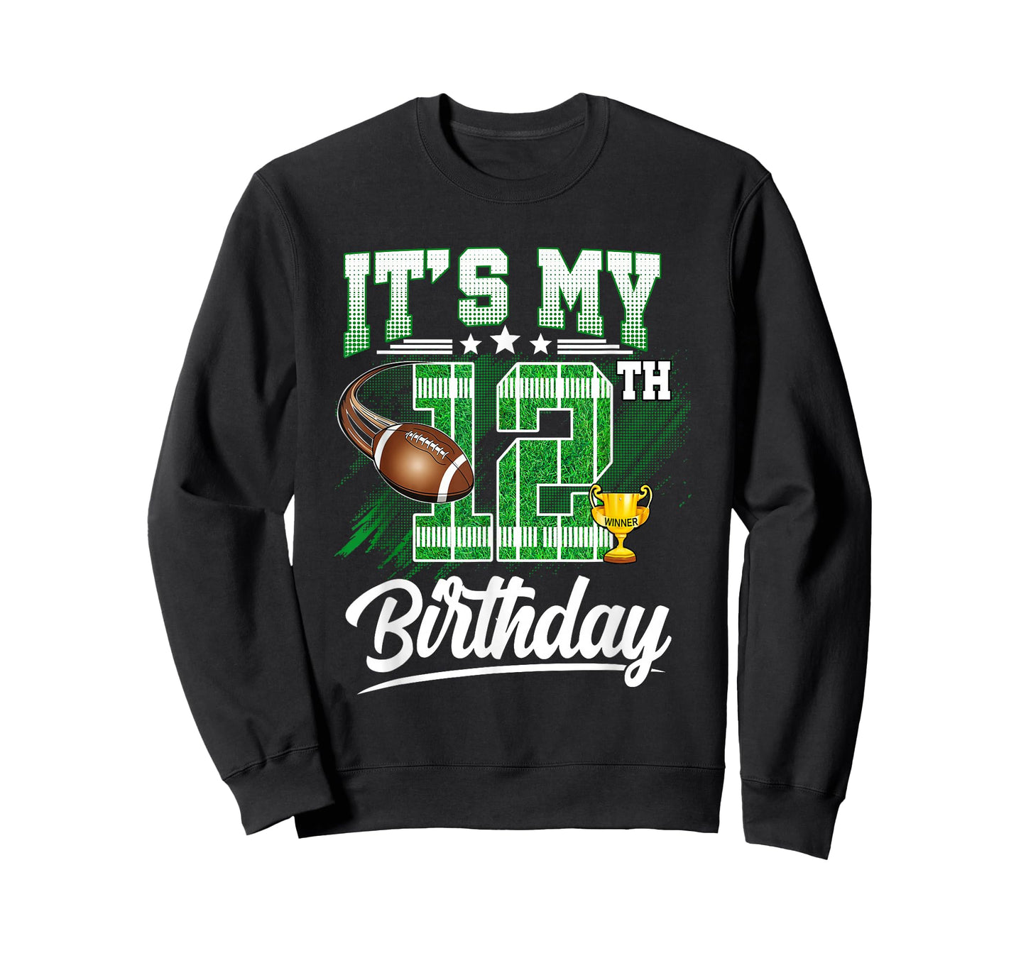 Kids 12 Year Old It's My 12th Birthday Football Themed Party T-Shirt