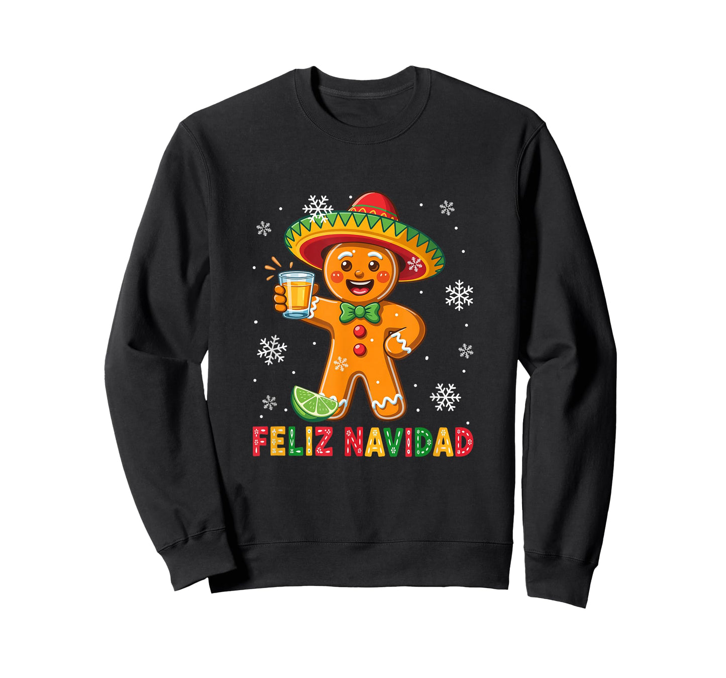 Feliz Navidad Christmas Mexixcan Funny Gingerbread Drinker T-Shirt