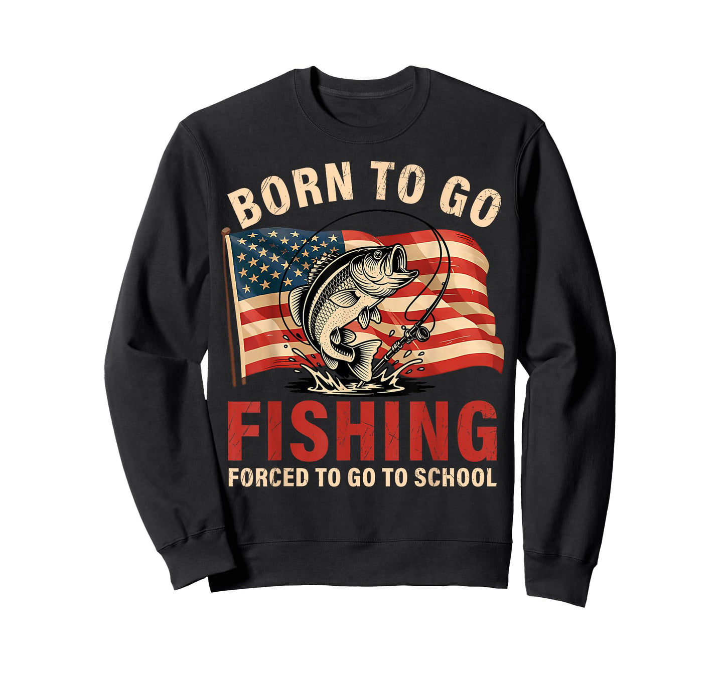 Born to Go Fishing Bass Fish Fisherman Boy Kid Funny Saying T-Shirt