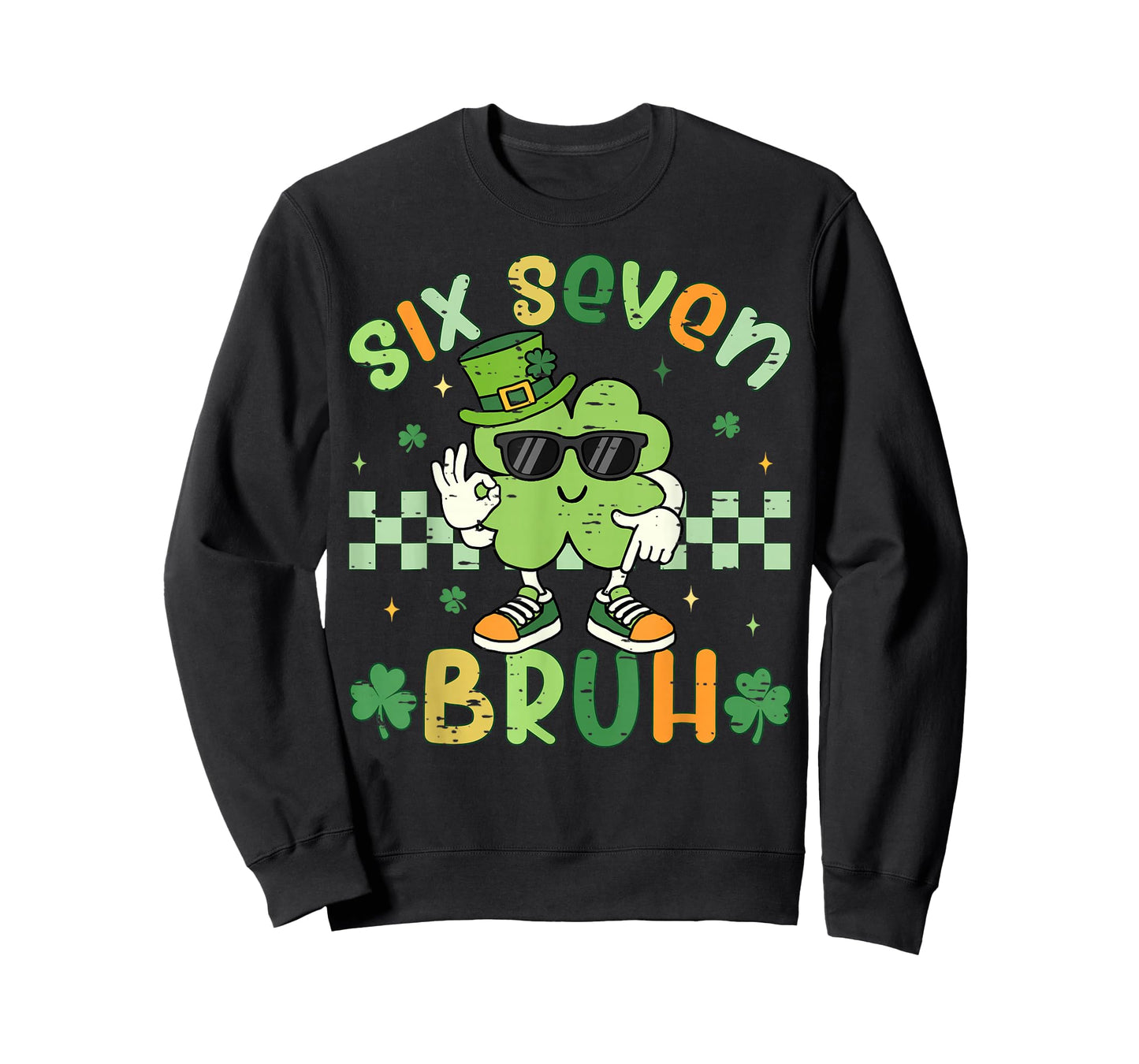 Funny Six Seven Bruh Shamrock St Patricks Day Kids Boys Girl T-Shirt