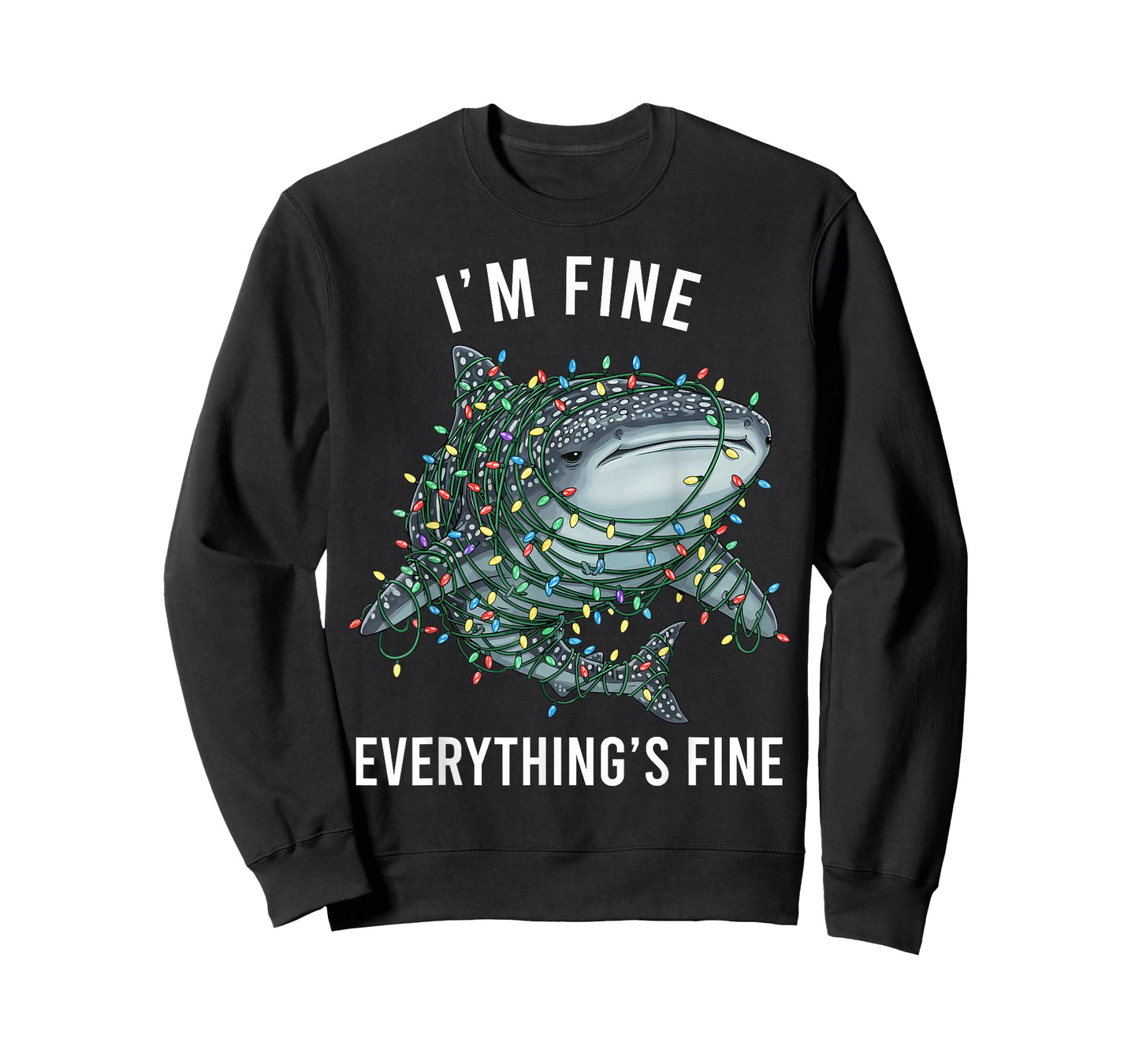 Whale Shark Christmas I'm Fine Everything is Fine T-Shirt