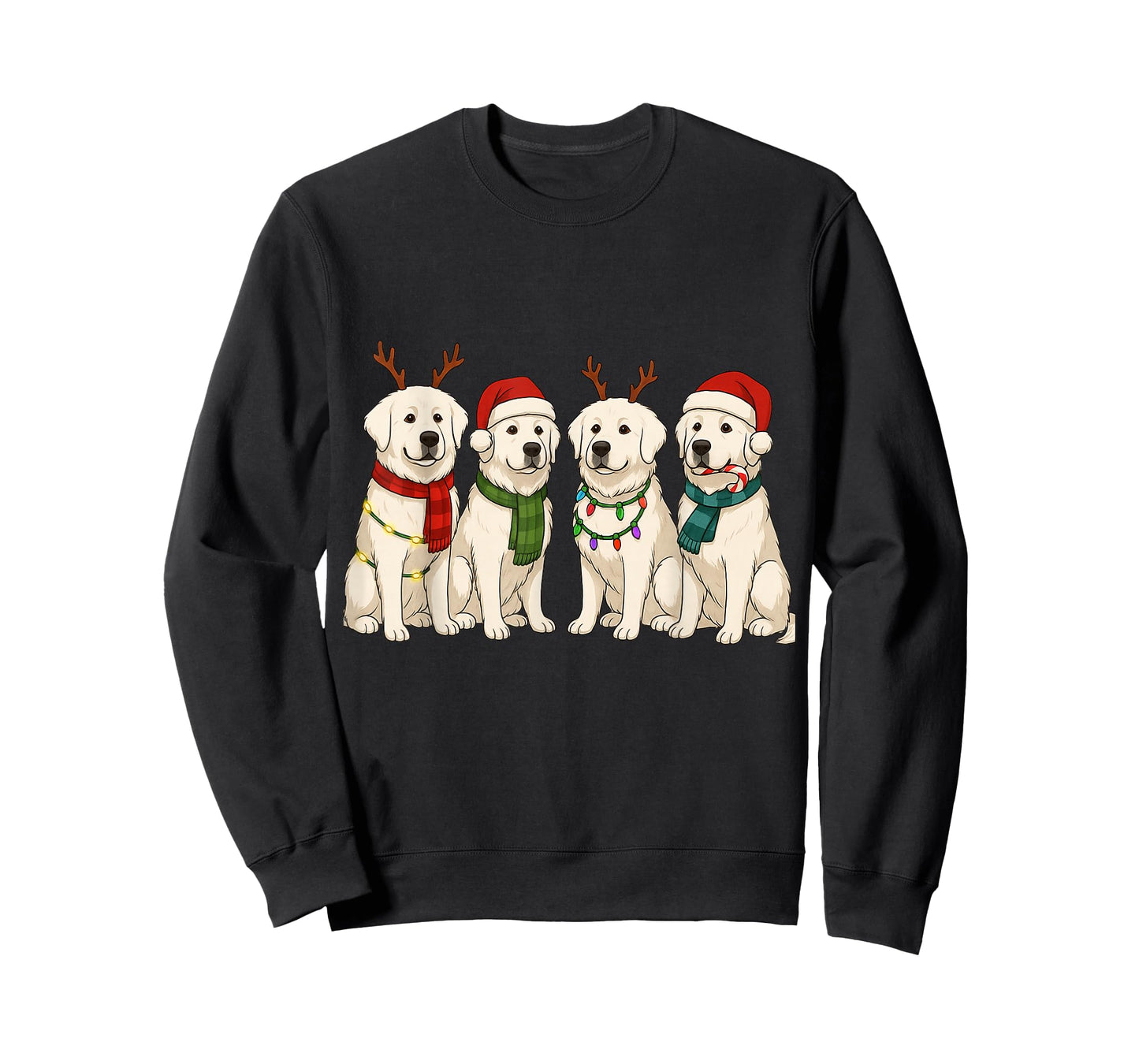 Great Pyrenees Santa Hat Tee Dog Merry Christmas T-Shirt