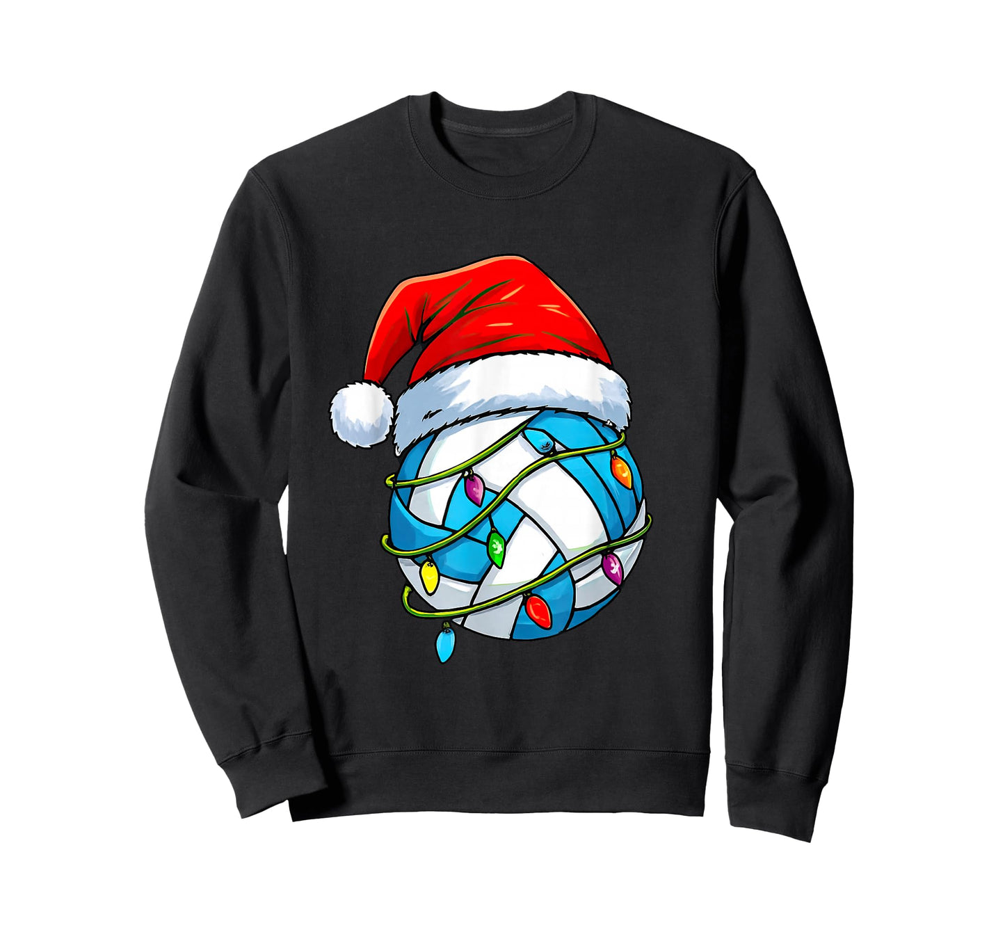 Volleyball Christmas Lights Santa Hat Sports Lover Game Day T-Shirt