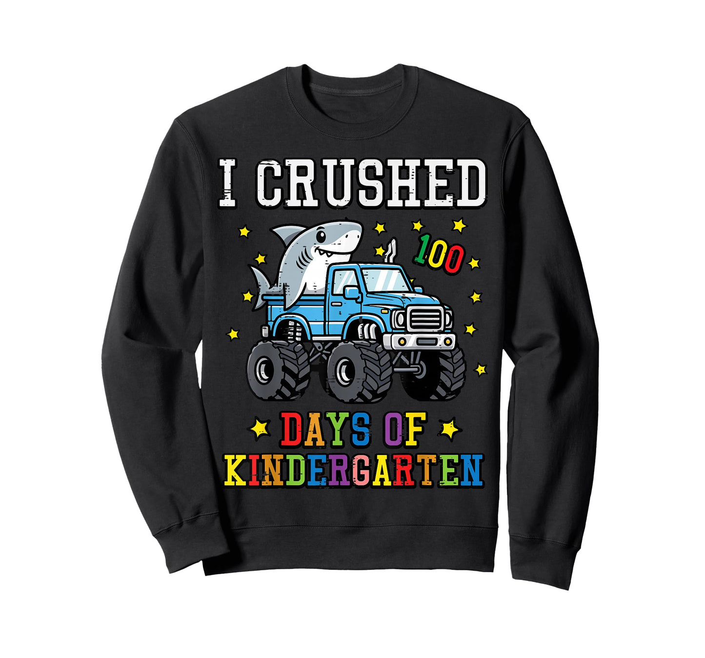 I Crushed 100 Days Kindergarten Shark 100th Day Boys Kids T-Shirt