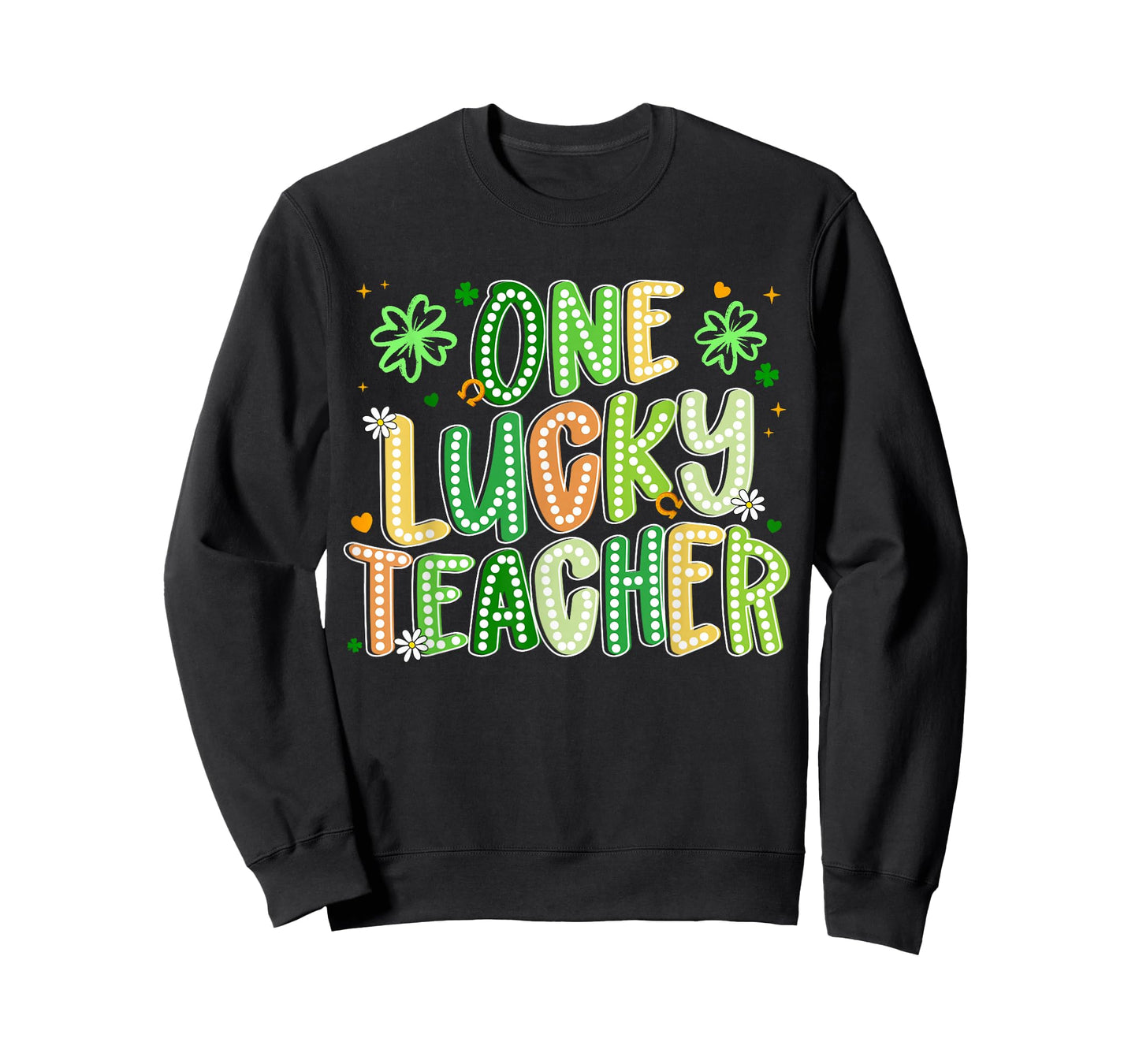 St Patricks Day One Lucky Teacher Groovy Retro Men Women T-Shirt
