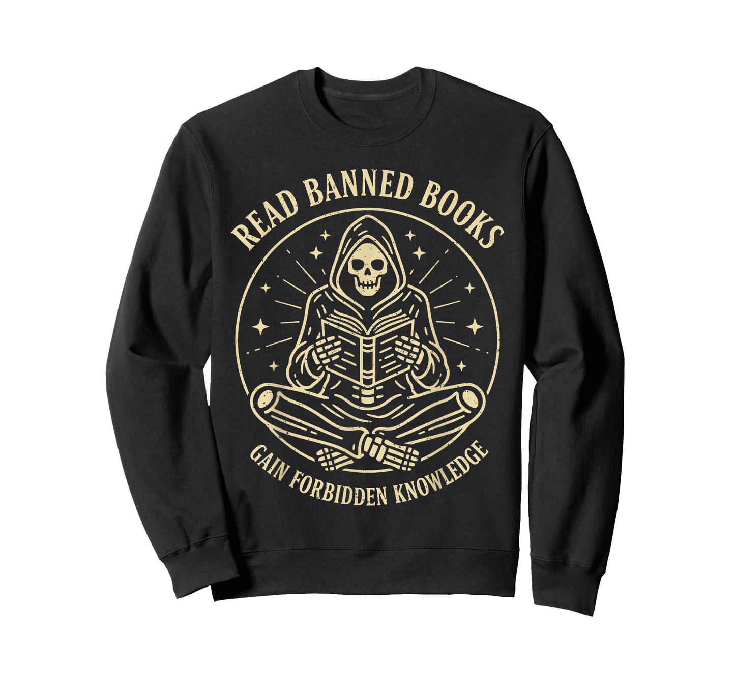 Read Banned Books Gain Forbidden Knowledge Funny Skeleton T-Shirt