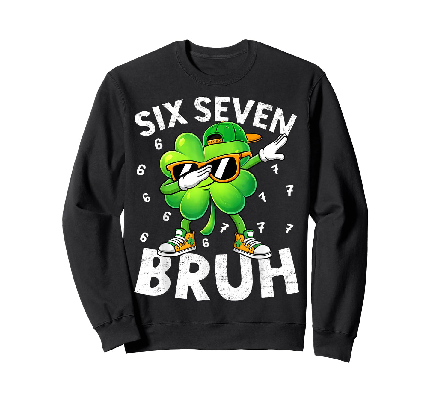Funny Six Seven Bruh St Patricks Day Dabbing Shamrock Kids T-Shirt