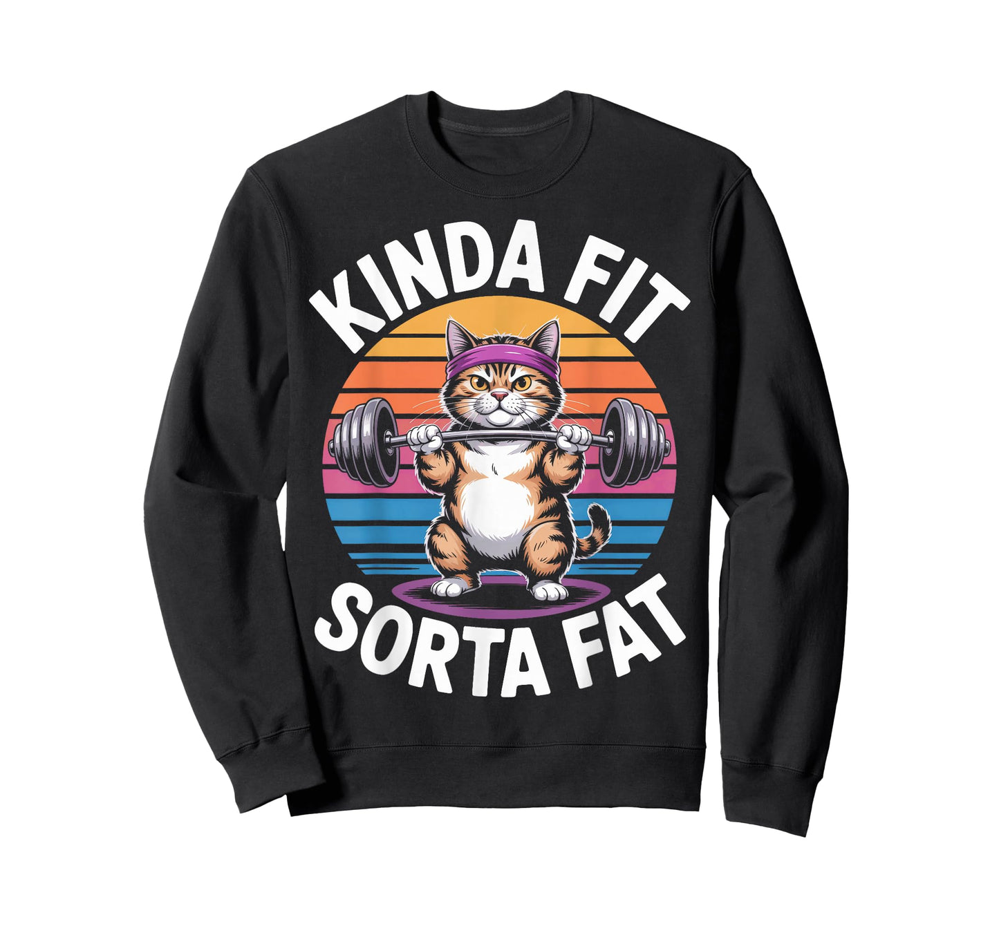 Sorta Fat Kinda Fit Weightlifting Cat Gym Animal Lover T-Shirt