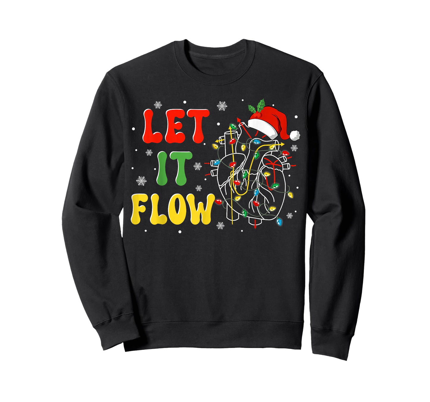Funny Let It Flow Anatomy Heart Cardiac Nurse Santa Hat Xmas T-Shirt