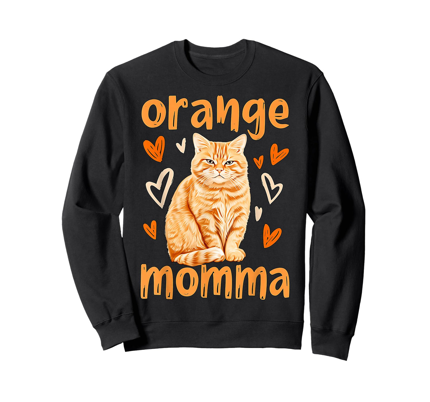 Orange Momma Orange Cat Mom Tabby Cat Heart T-Shirt