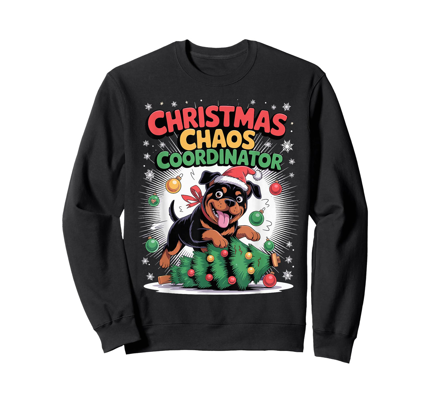 Christmas Chaos Coordinator Xmas Puppy Funny Rottweiler T-Shirt